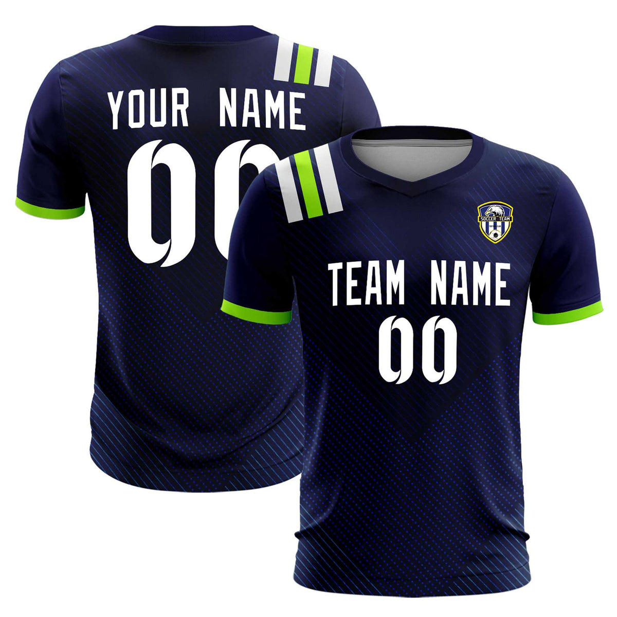 Custom Navy Striped Sportswear Soccer Tops/Sets Jersey For Adults