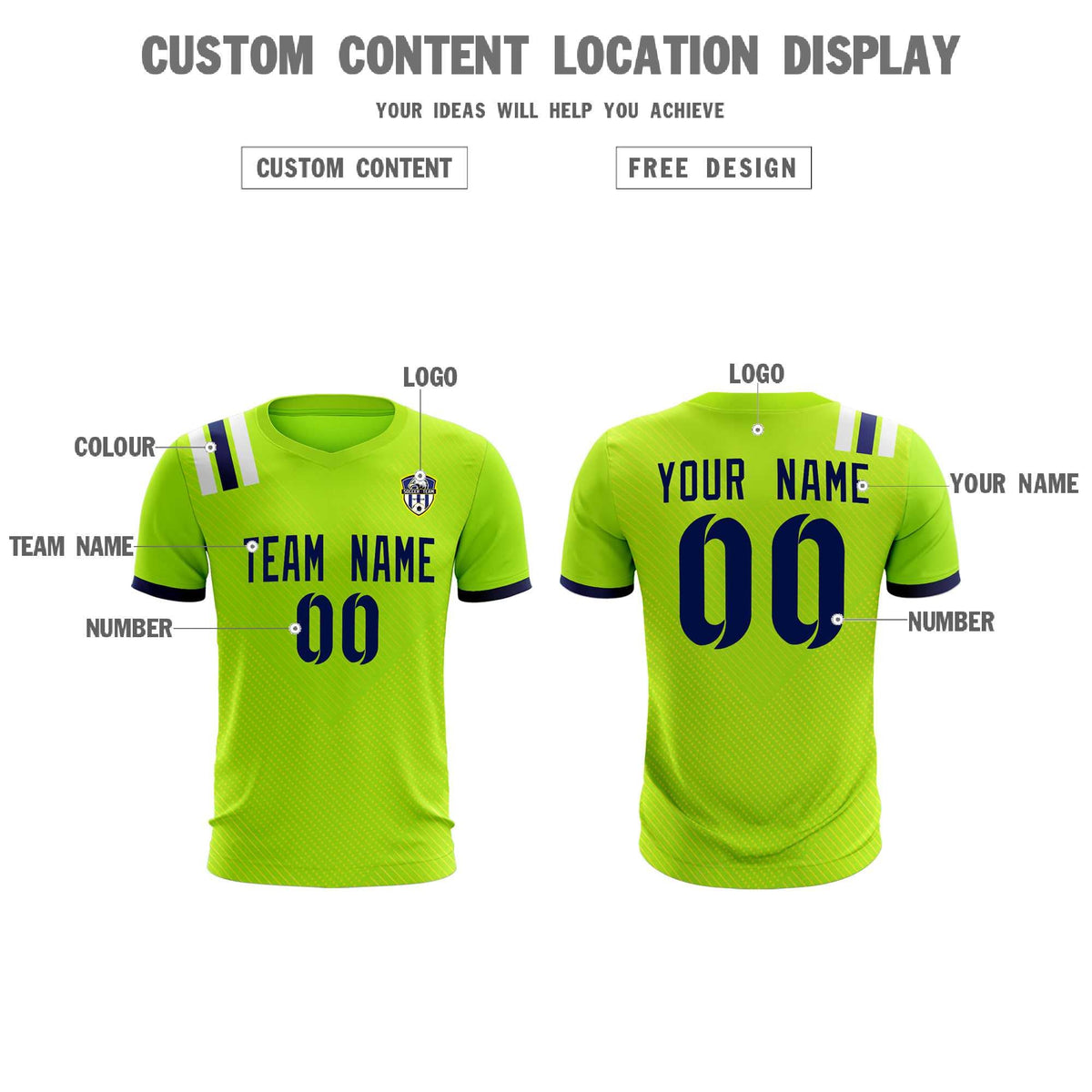 Custom Neon Green Striped Sportswear Soccer Tops/Sets Jersey For Adults