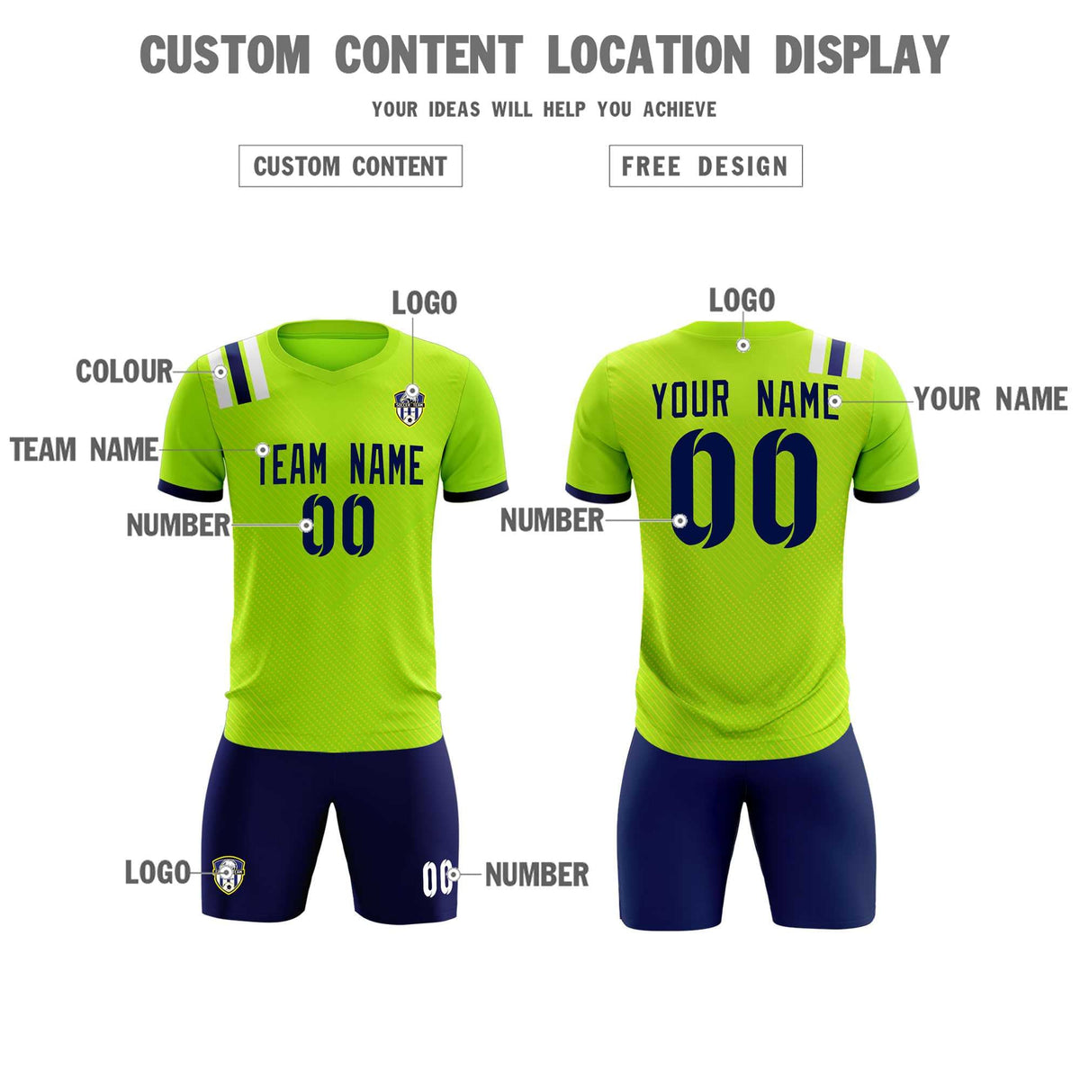 Custom Neon Green Striped Sportswear Soccer Tops/Sets Jersey For Adults