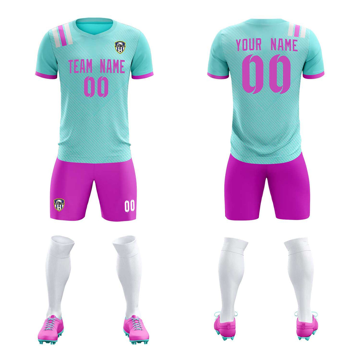 Custom Light Blue Striped Sportswear Soccer Tops/Sets Jersey For Adults