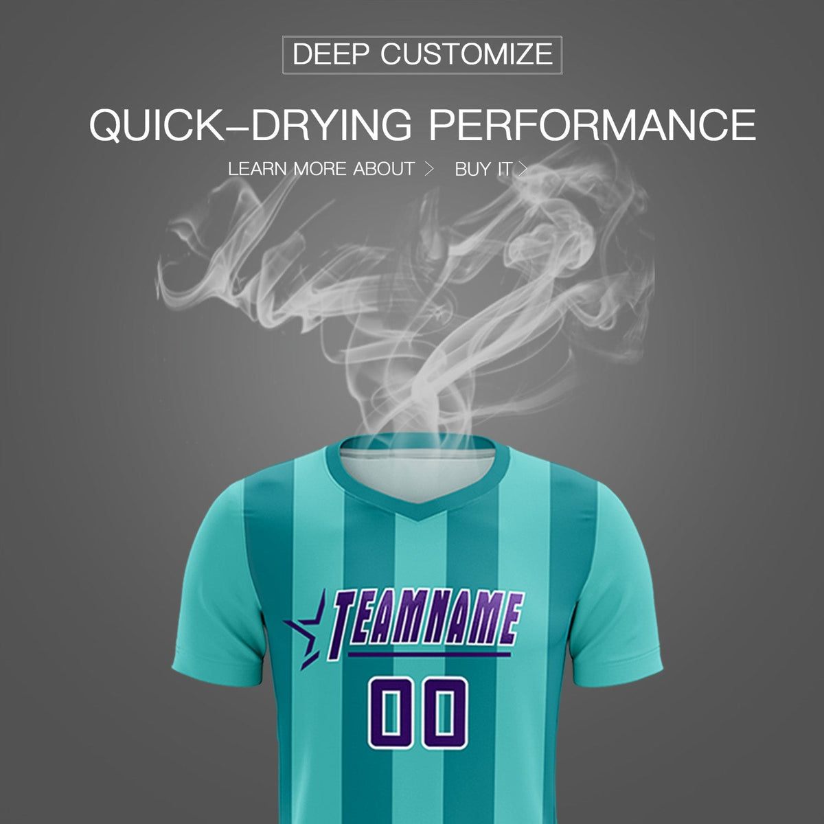 Custom Bright Green Aqua Vertical Stripes Casual Outdoor Soccer Sets Jersey