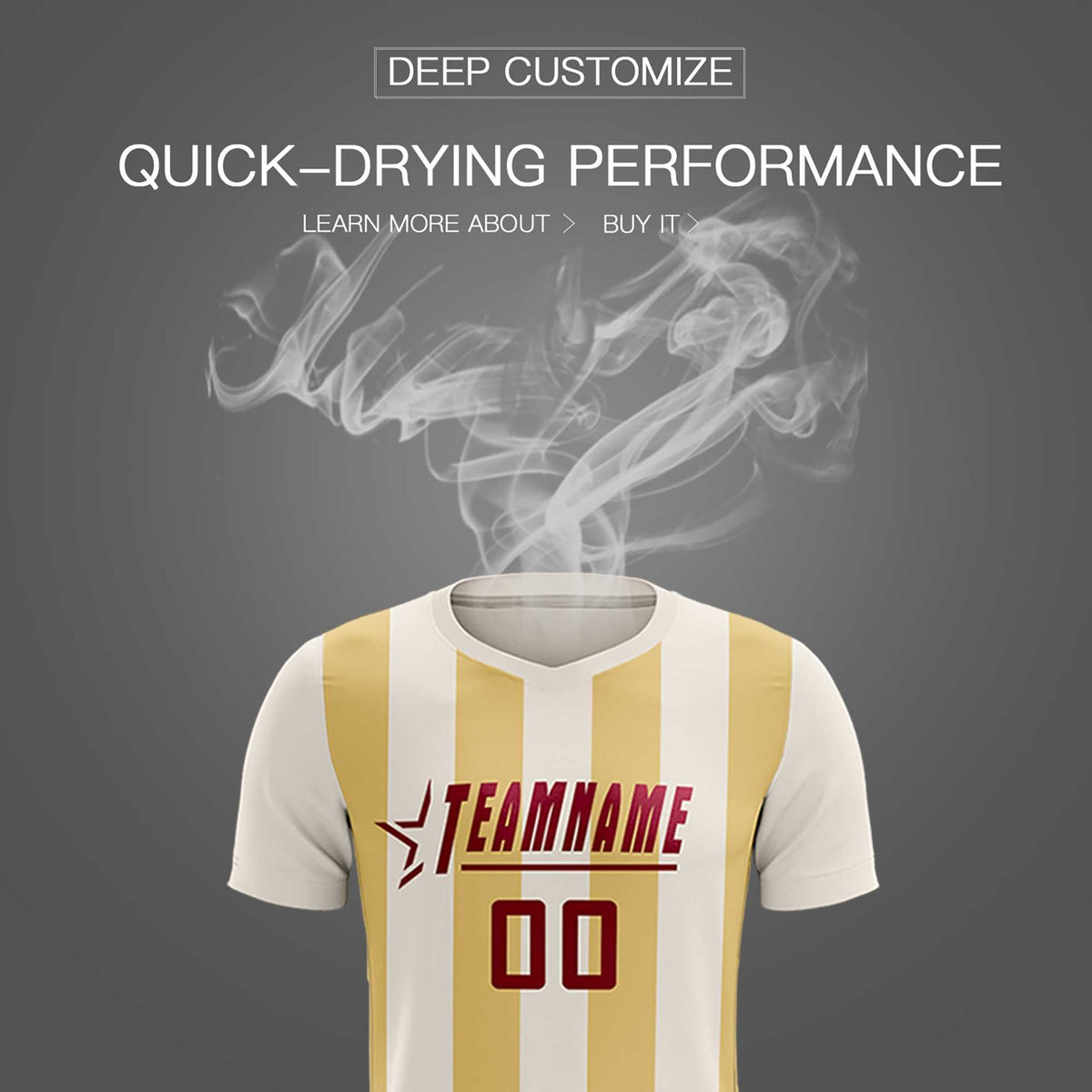 Custom Cream Khaki Vertical Stripes Casual Outdoor Soccer Sets Jersey