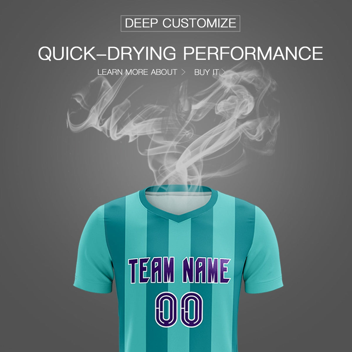 Custom Bright Green Aqua Vertical Stripes Casual Outdoor Soccer Sets Jersey