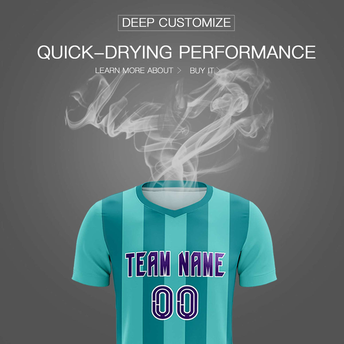 Custom Bright Green Aqua Vertical Stripes Casual Outdoor Soccer Sets Jersey