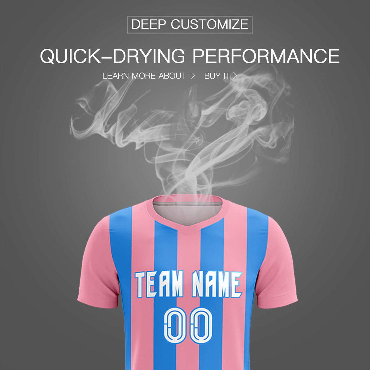 Custom Light Pink Powder Blue Vertical Stripes Casual Outdoor Soccer Sets Jersey