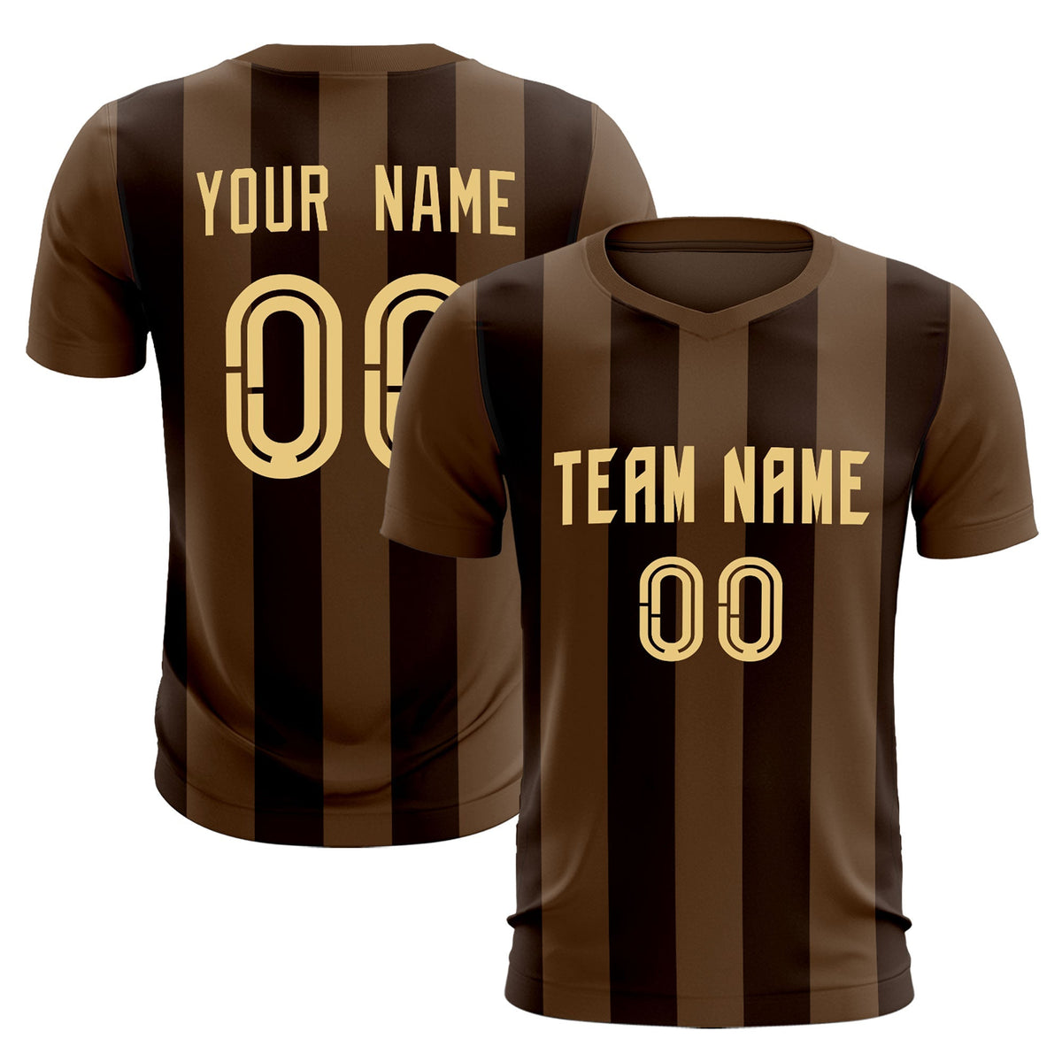 Custom Light Brown Brown Vertical Stripes Casual Outdoor Soccer Sets Jersey