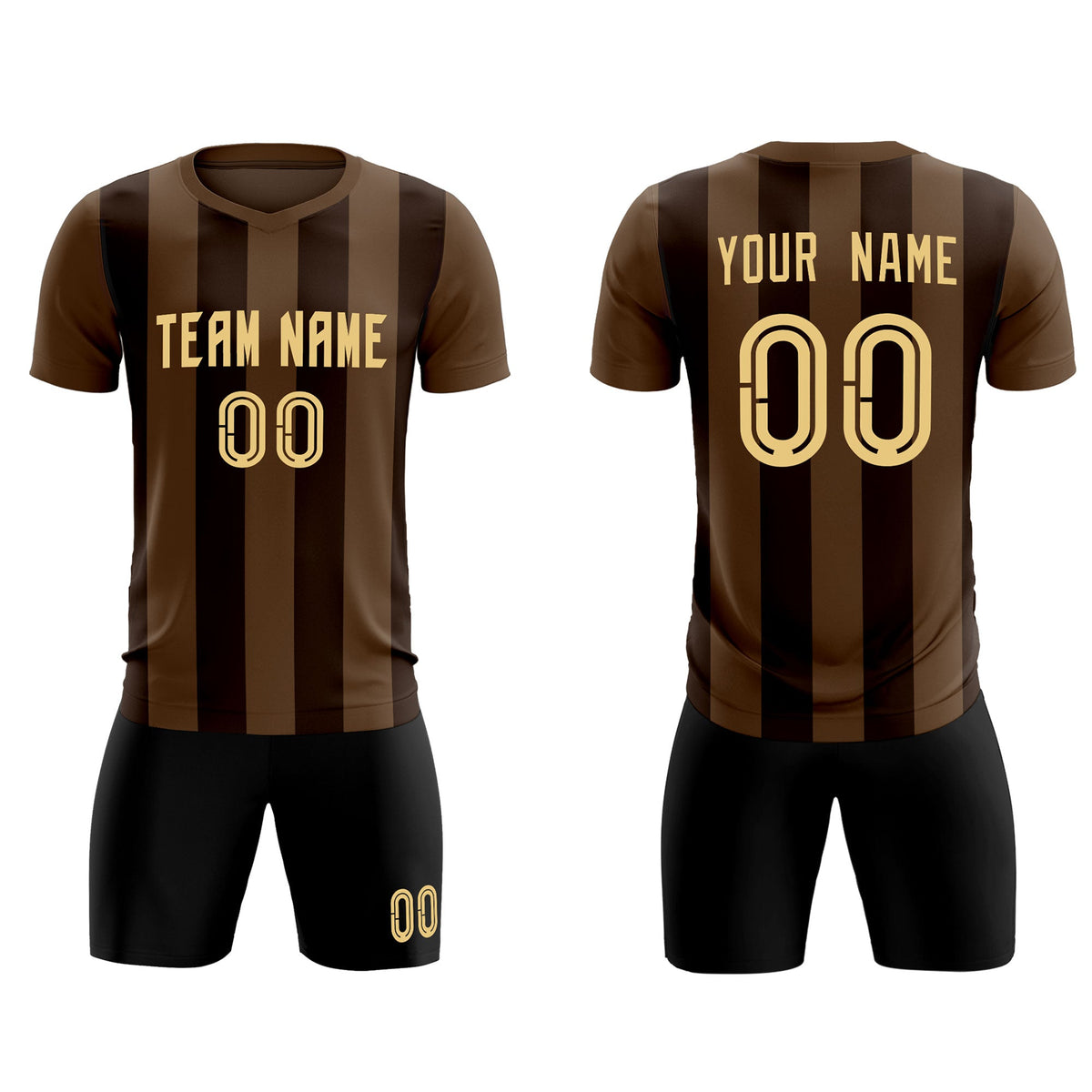 Custom Light Brown Brown Vertical Stripes Casual Outdoor Soccer Sets Jersey