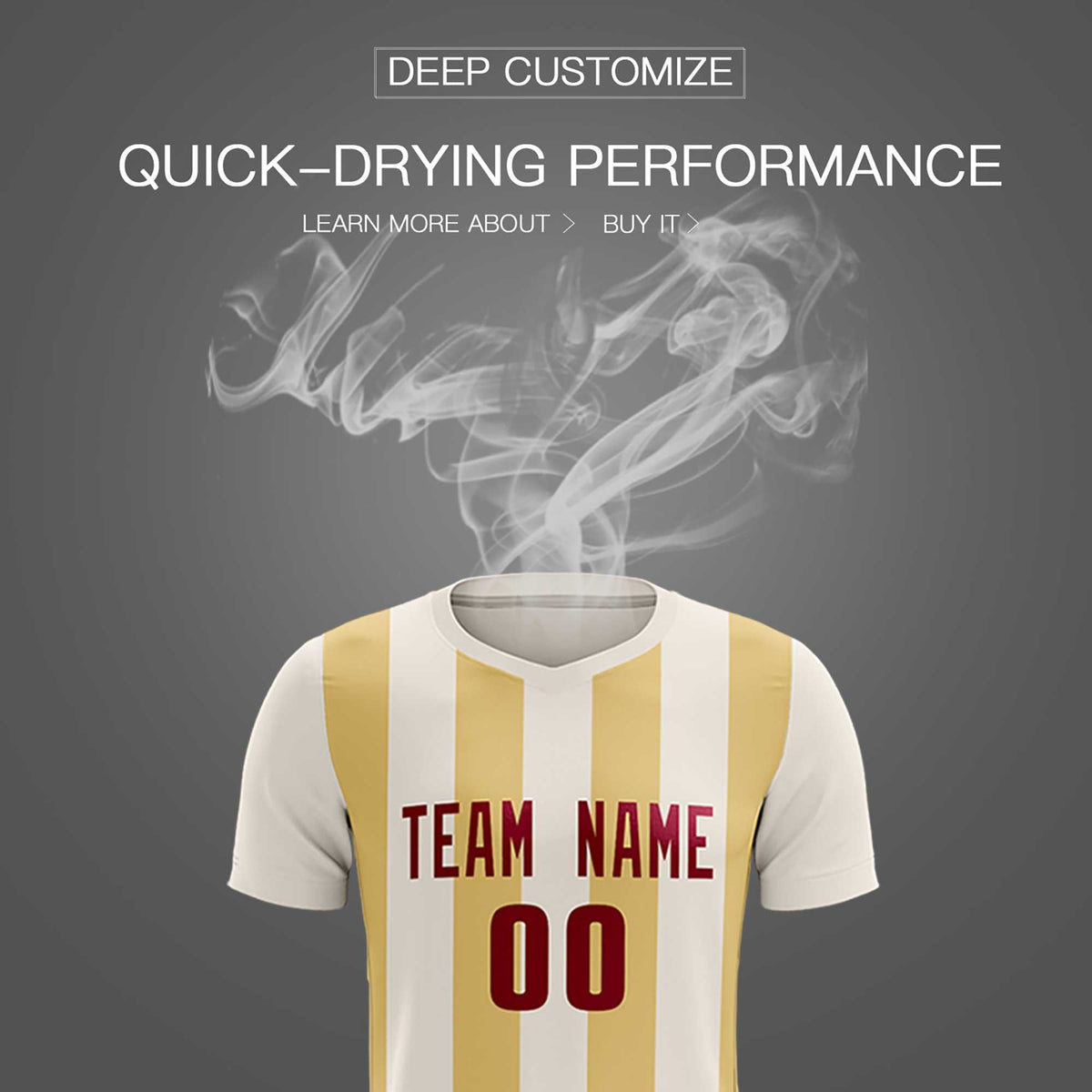 Custom Cream Khaki Vertical Stripes Casual Outdoor Soccer Sets Jersey