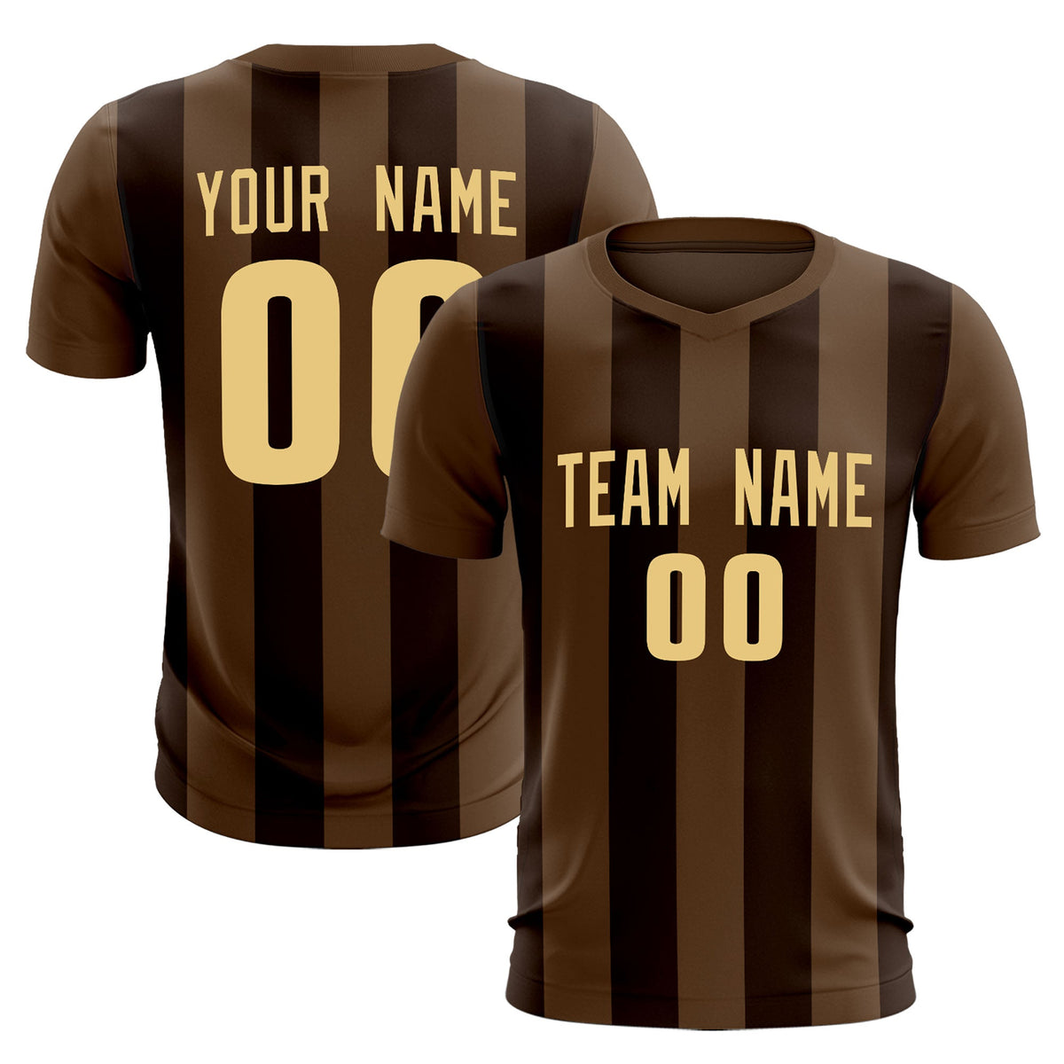 Custom Light Brown Brown Vertical Stripes Casual Outdoor Soccer Sets Jersey