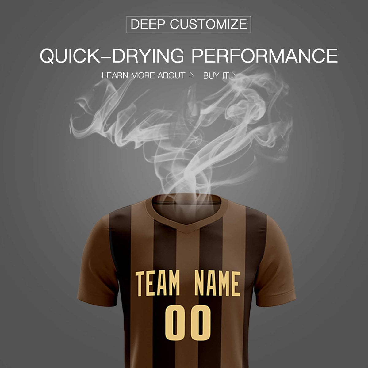 Custom Light Brown Brown Vertical Stripes Casual Outdoor Soccer Sets Jersey