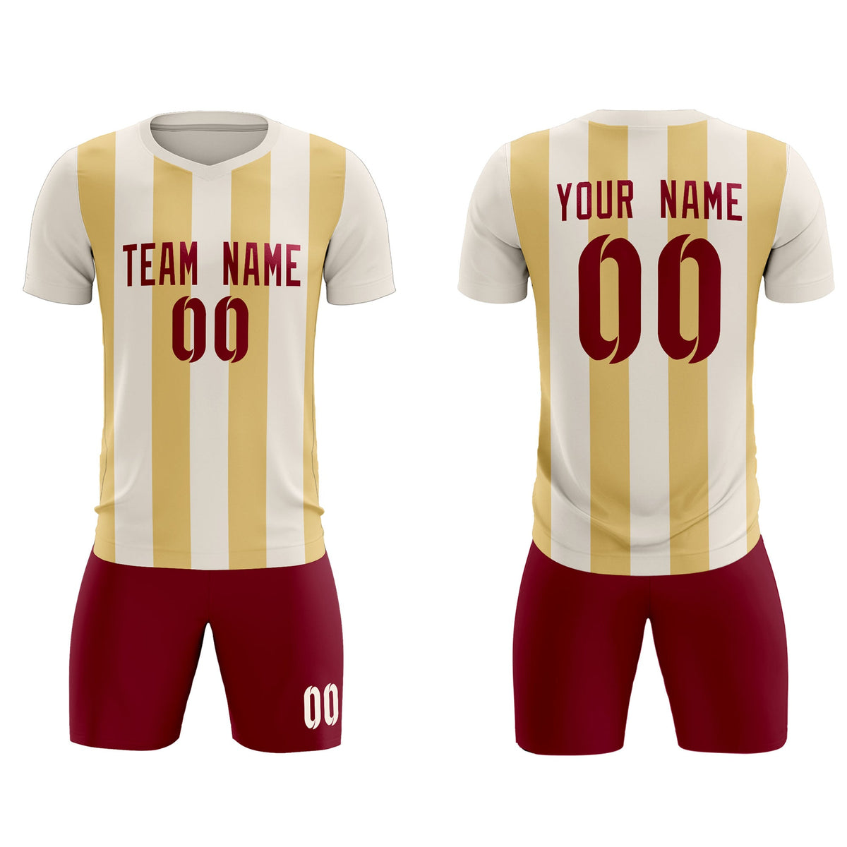 Custom Cream Khaki Vertical Stripes Casual Outdoor Soccer Sets Jersey