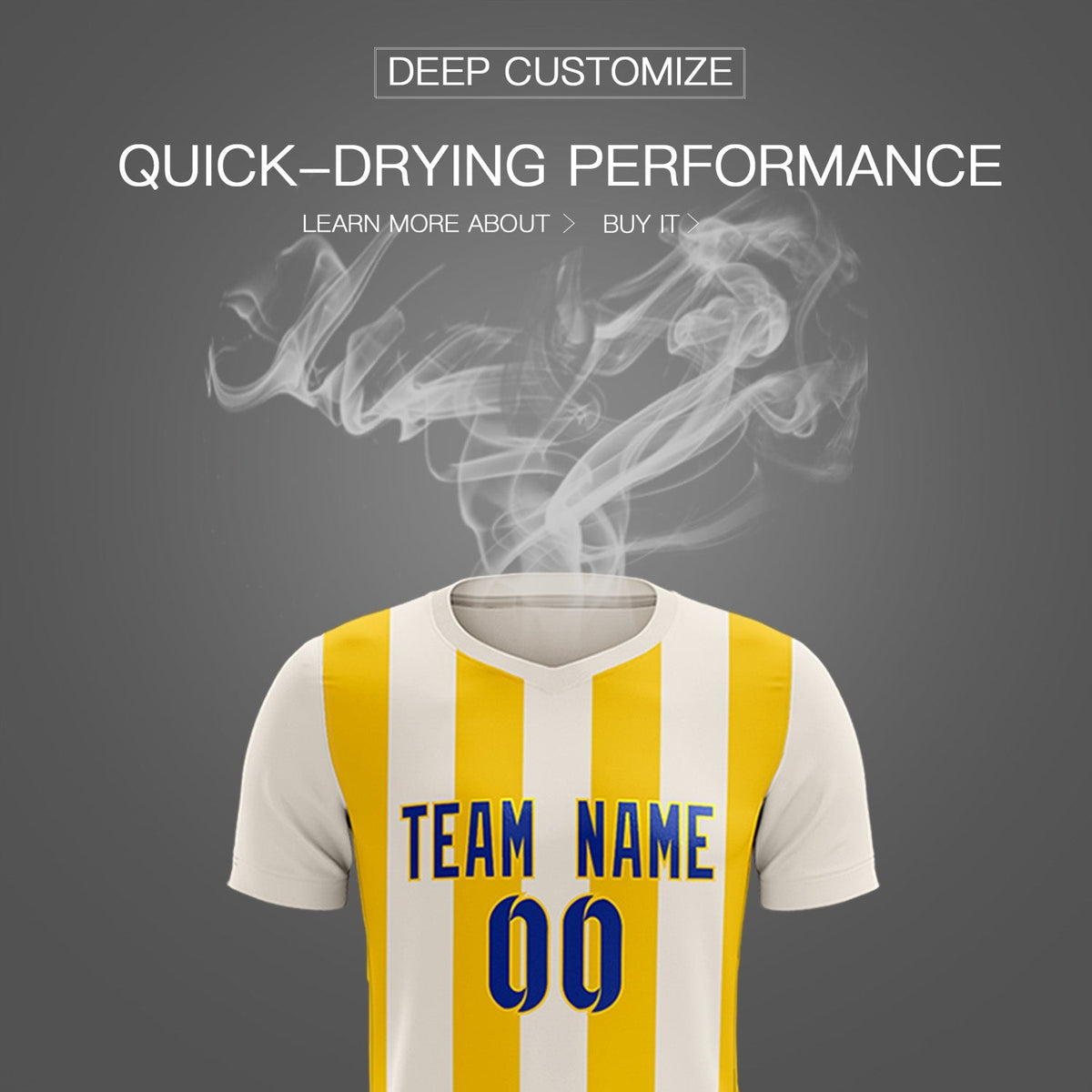 Custom Cream Gold Vertical Stripes Casual Outdoor Soccer Sets Jersey