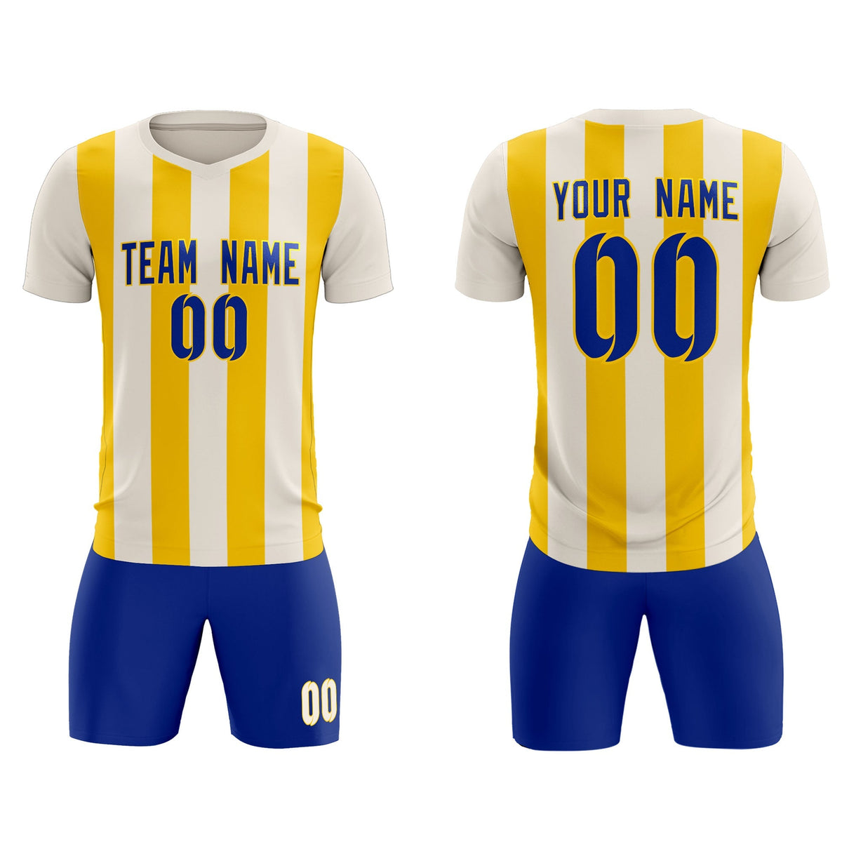 Custom Cream Gold Vertical Stripes Casual Outdoor Soccer Sets Jersey