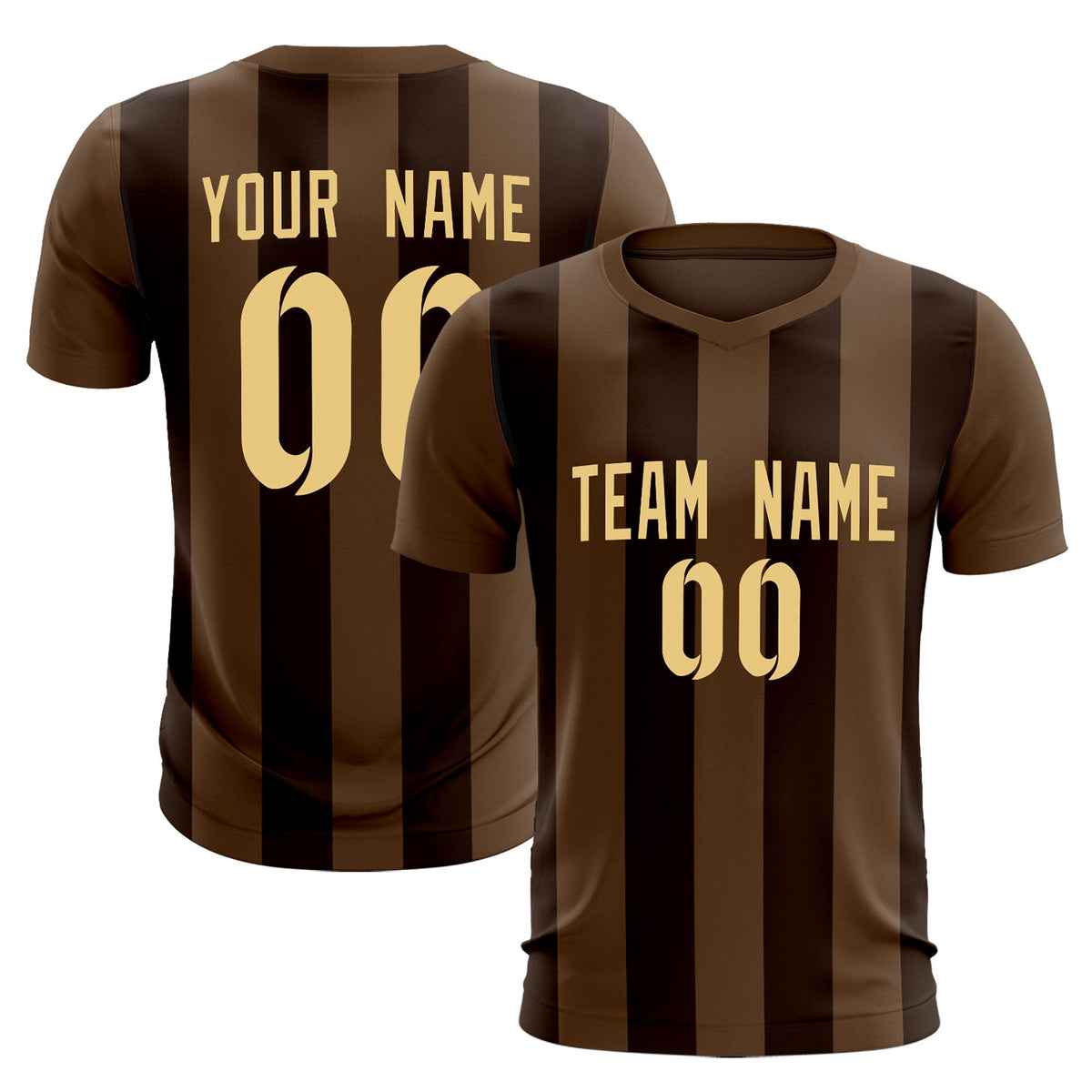 Custom Light Brown Vertical Stripes Casual Outdoor Soccer Sets Jersey