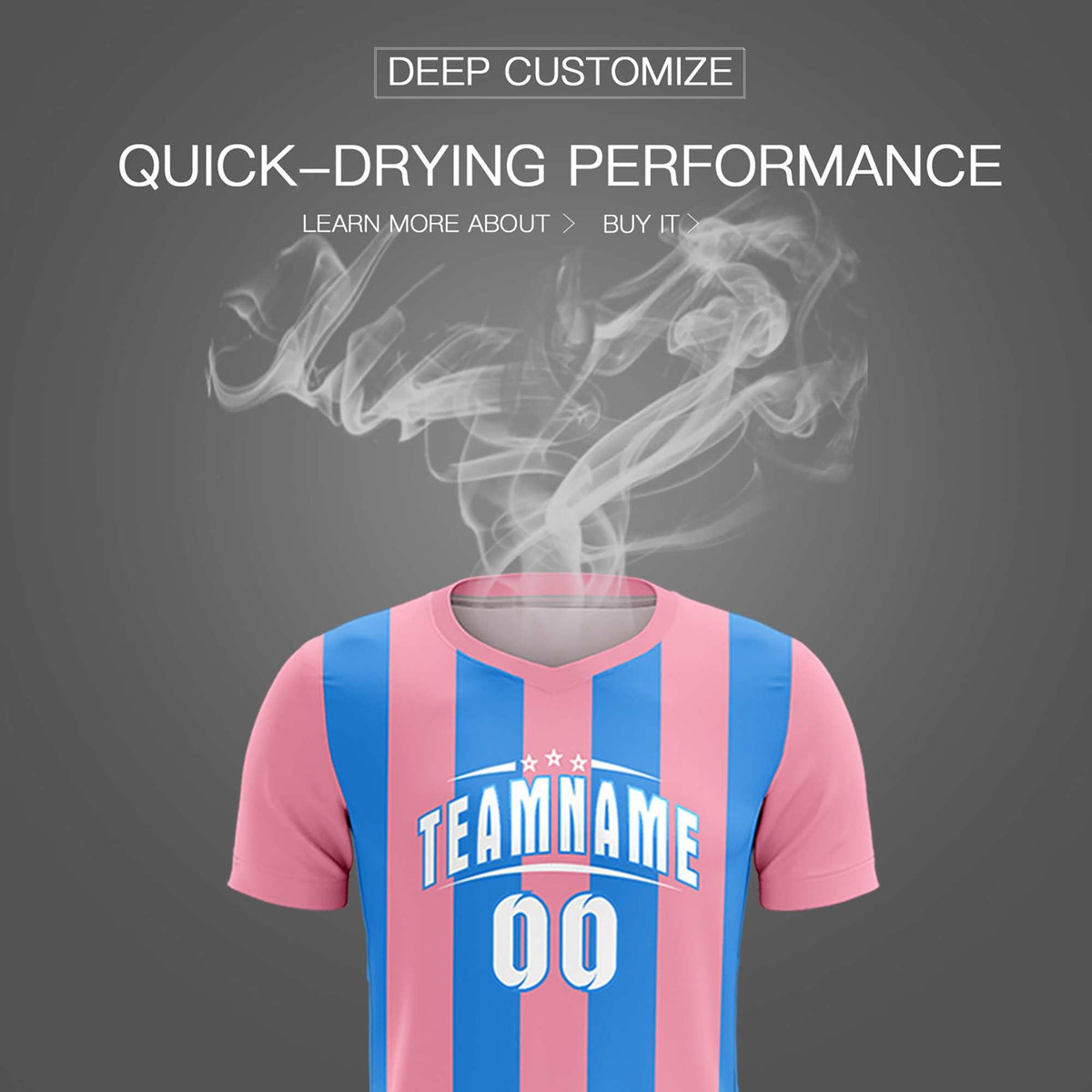 Custom Light Pink Powder Blue Vertical Stripes Casual Outdoor Soccer Sets Jersey