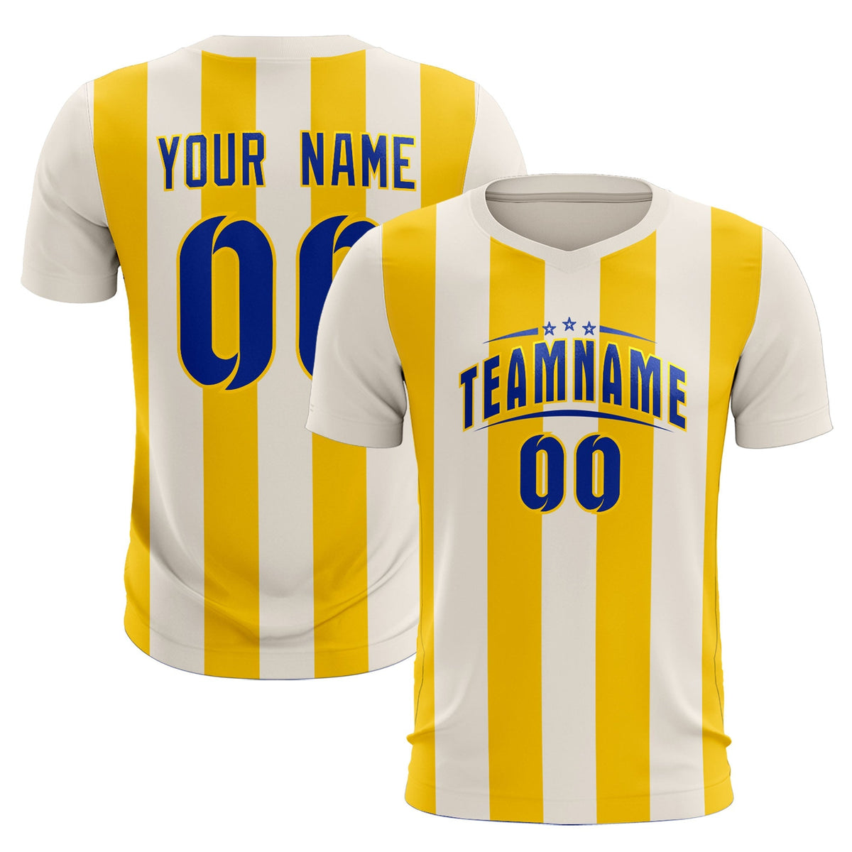 Custom Cream Gold Vertical Stripes Casual Outdoor Soccer Sets Jersey