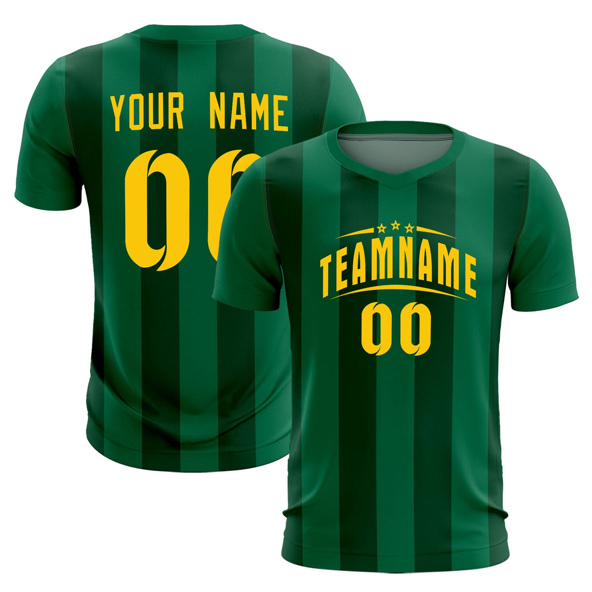Custom Kelly Green Green Vertical Stripes Casual Outdoor Soccer Sets Jersey