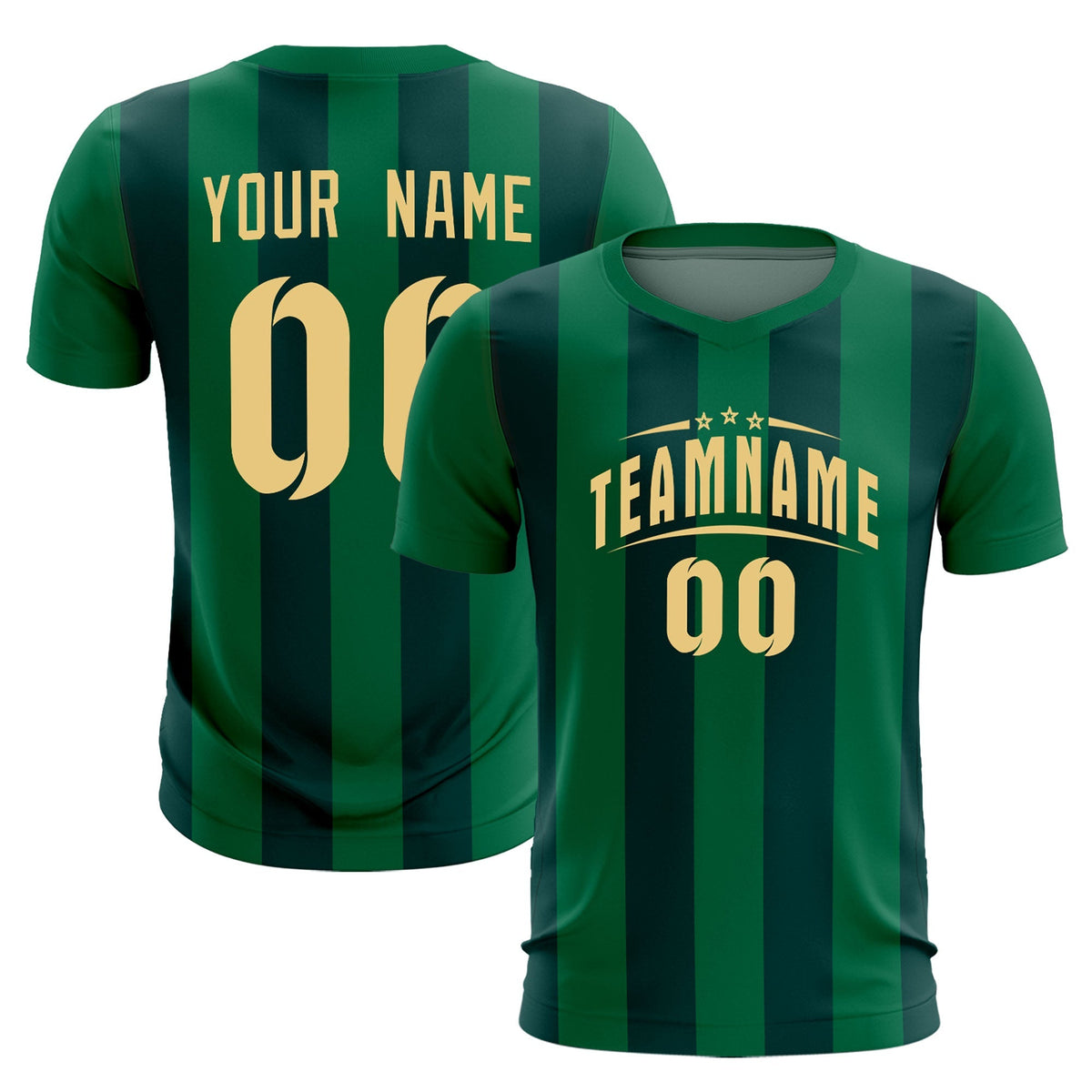 Custom Kelly Green Midnight Green Vertical Stripes Casual Outdoor Soccer Sets Jersey