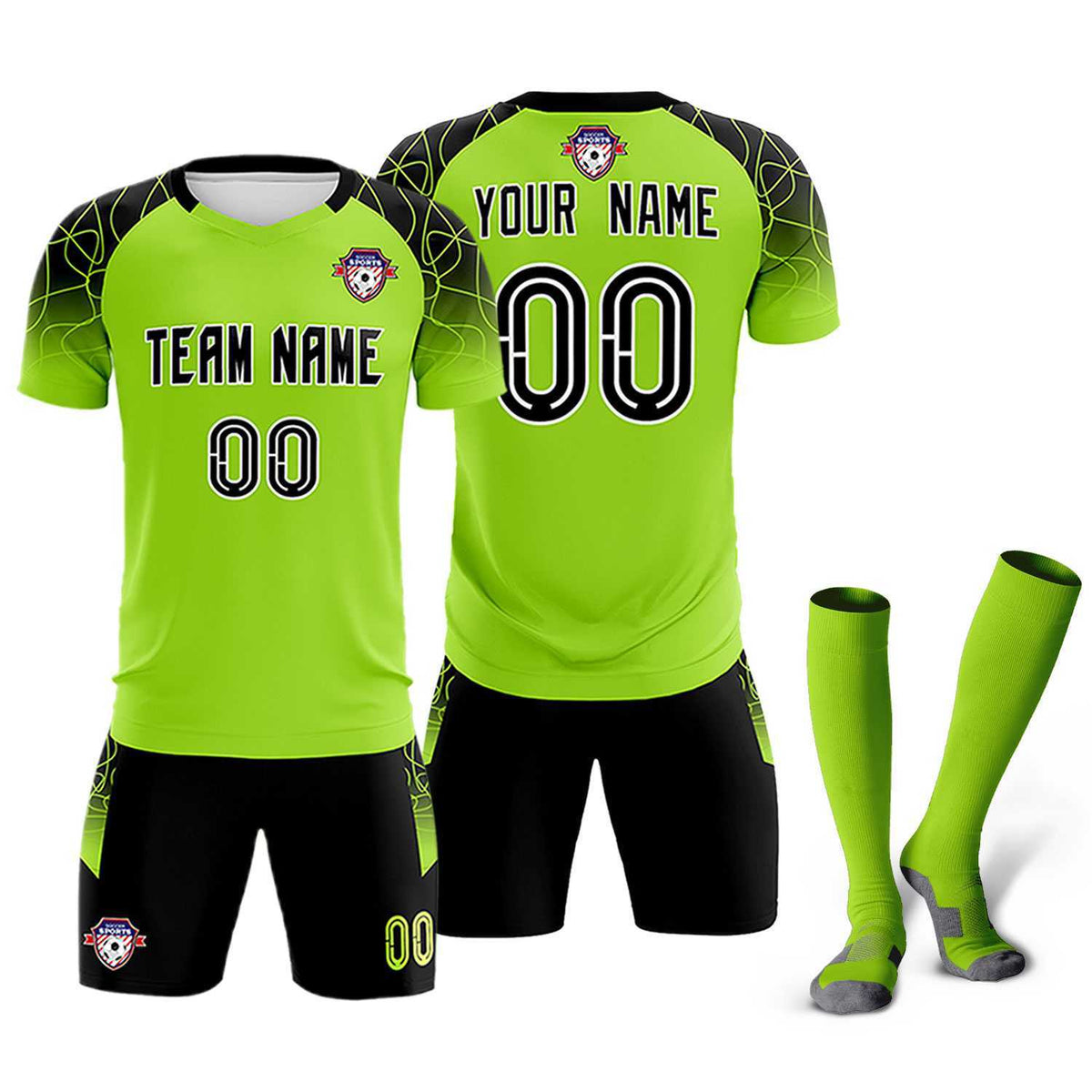Custom Neon Green Classic Soccer Training Sets Jersey For Adults/Kids