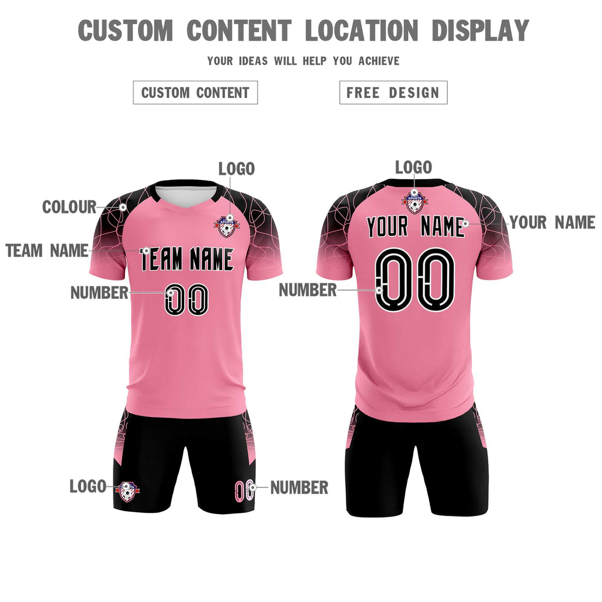 Custom Light Pink Classic Soccer Training Sets Jersey For Adults/Kids