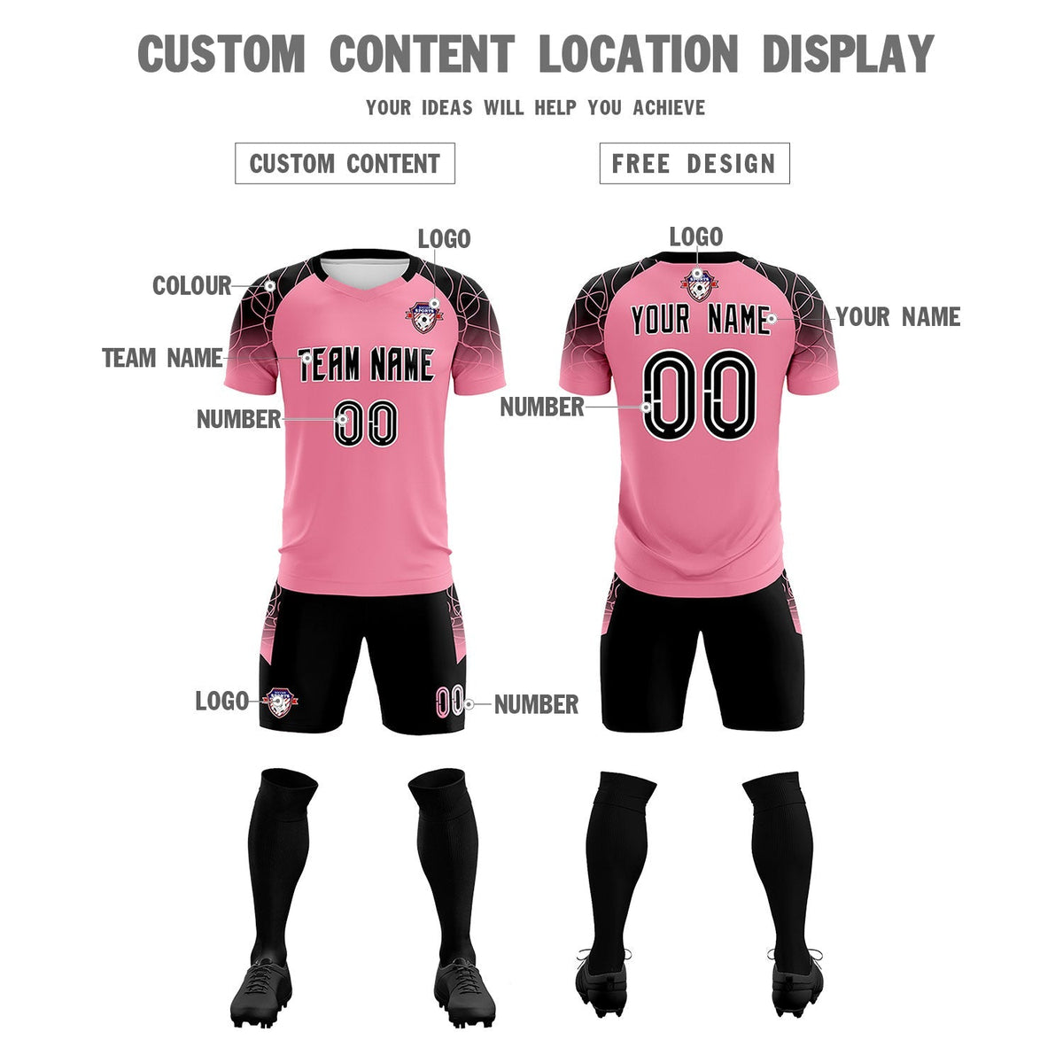 Custom Light Pink Classic Soccer Training Sets Jersey For Adults/Kids