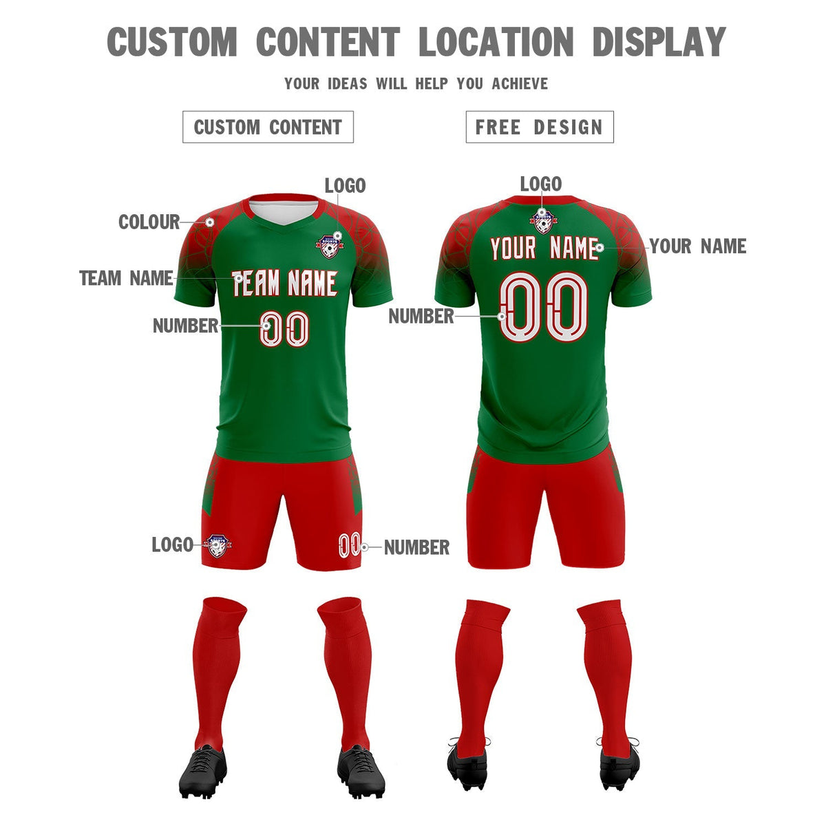 Custom Kelly Green Classic Soccer Training Sets Jersey For Adults/Kids