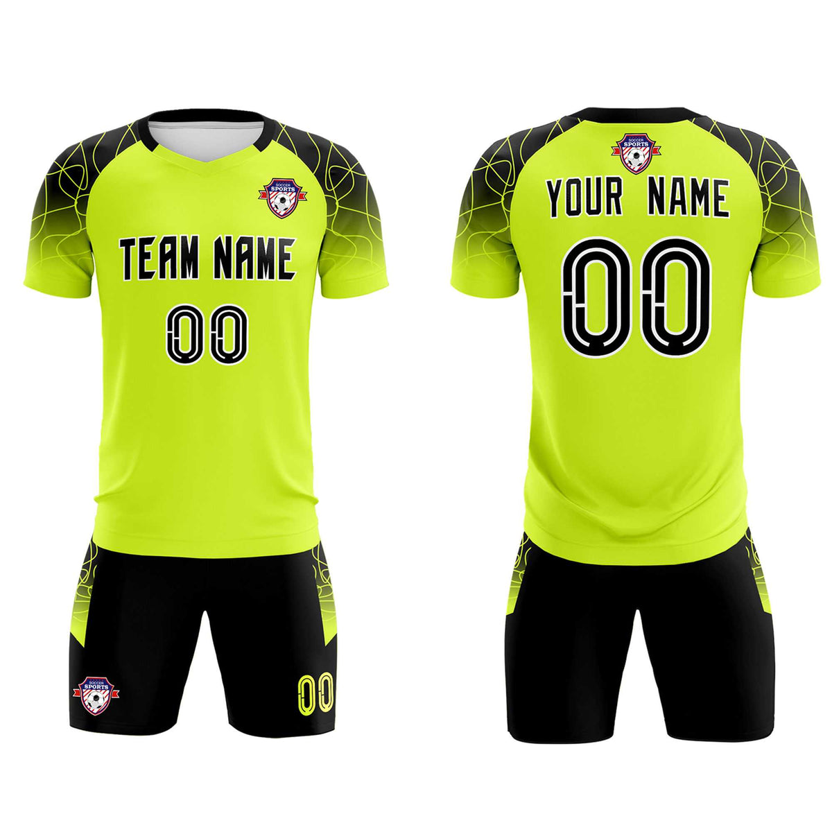 Custom Neon Green Classic Soccer Training Sets Jersey For Adults/Kids