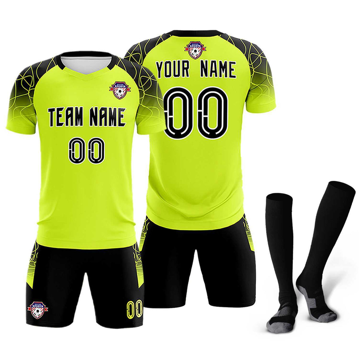 Custom Neon Green Classic Soccer Training Sets Jersey For Adults/Kids