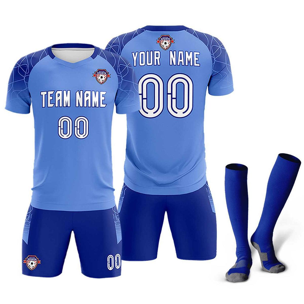 Custom Light Blue Classic Soccer Training Sets Jersey For Adults/Kids