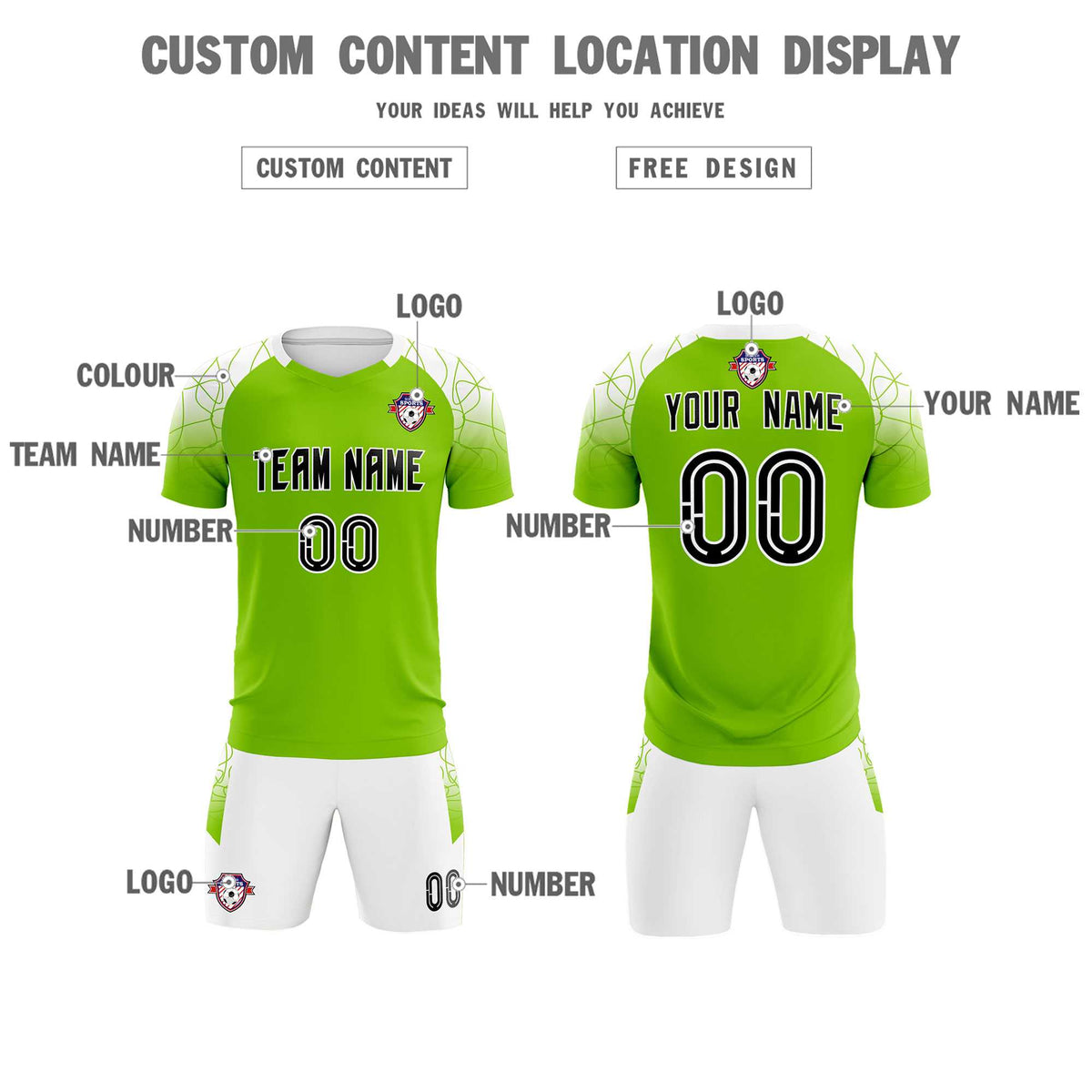 Custom Green Classic Soccer Training Sets Jersey For Adults/Kids
