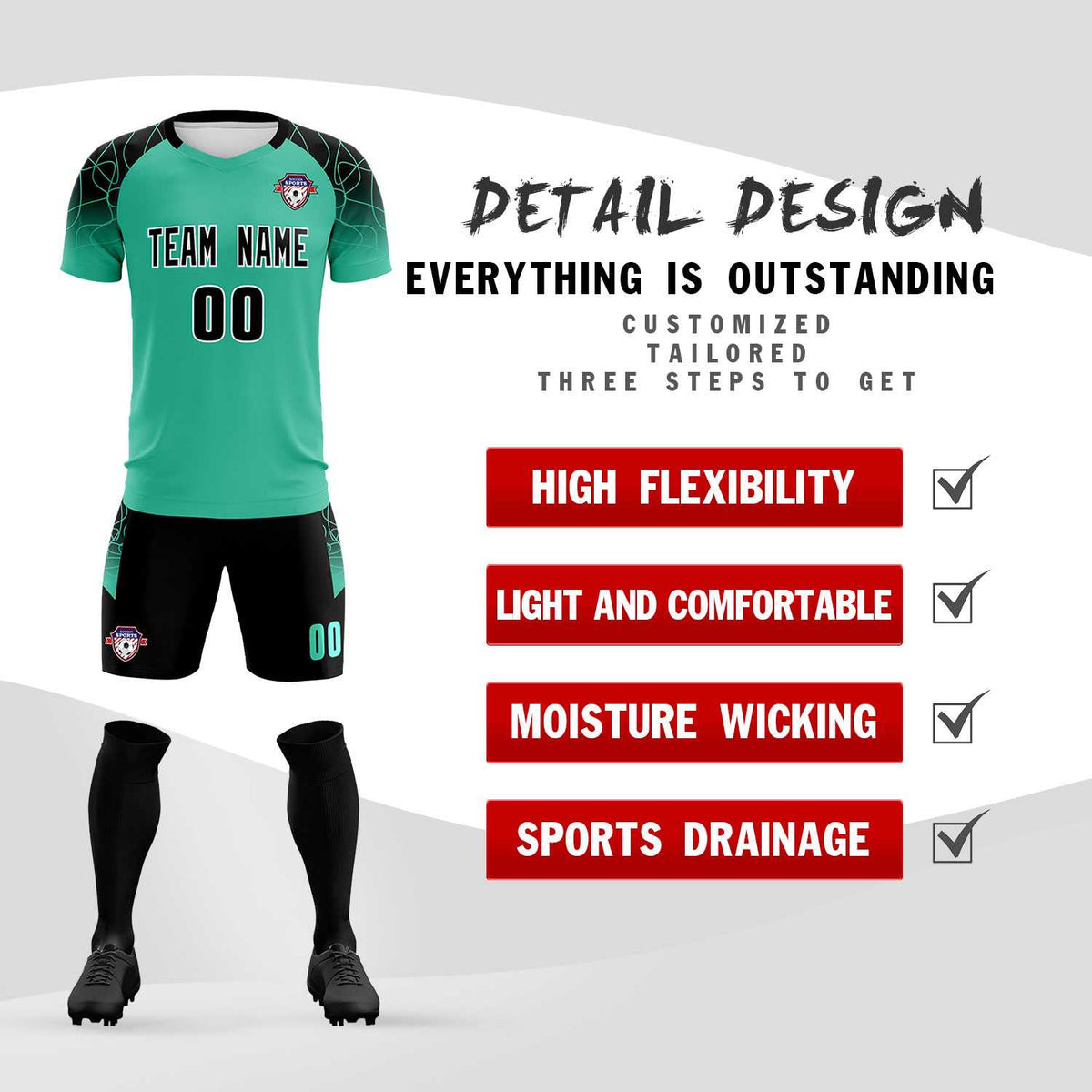 Custom Green Classic Soccer Training Sets Jersey For Adults/Kids