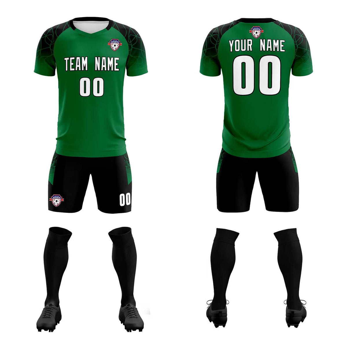 Custom Kelly Green Classic Soccer Training Sets Jersey For Adults/Kids