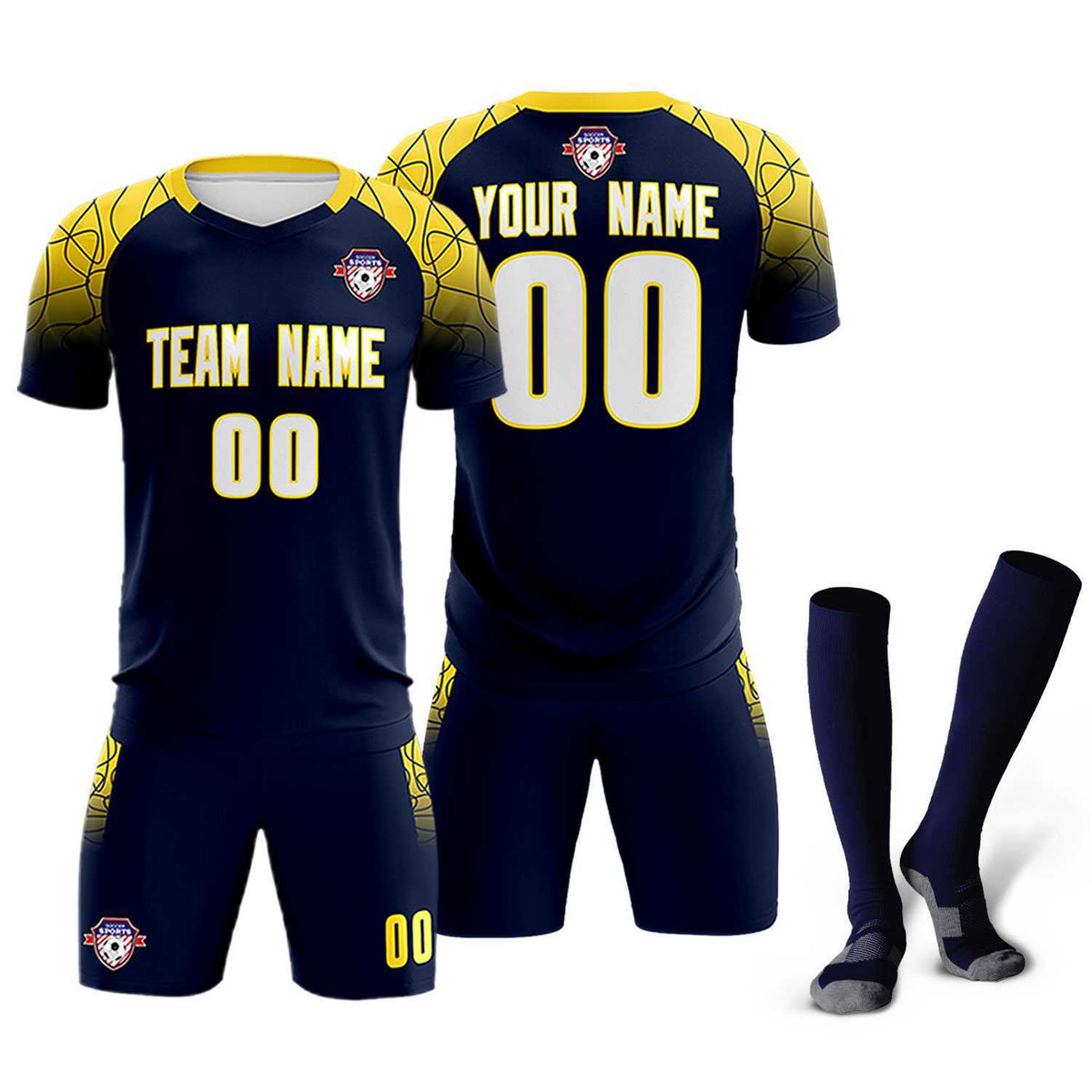 Custom Navy Classic Soccer Training Sets Jersey For Adults/Kids