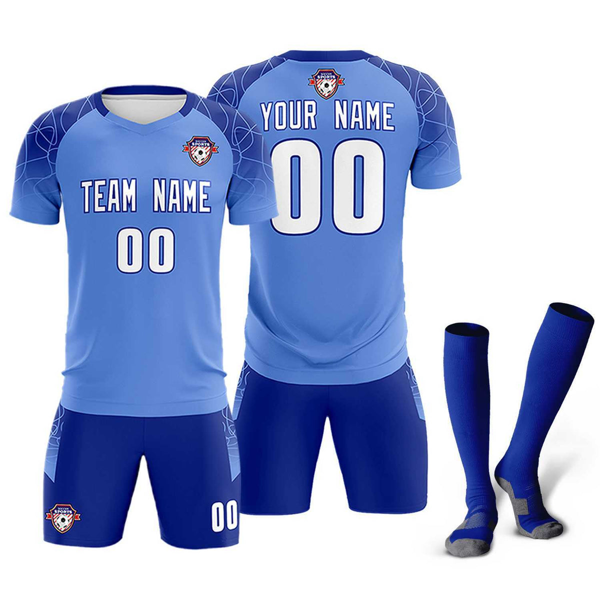 Custom Light Blue Classic Soccer Training Sets Jersey For Adults/Kids