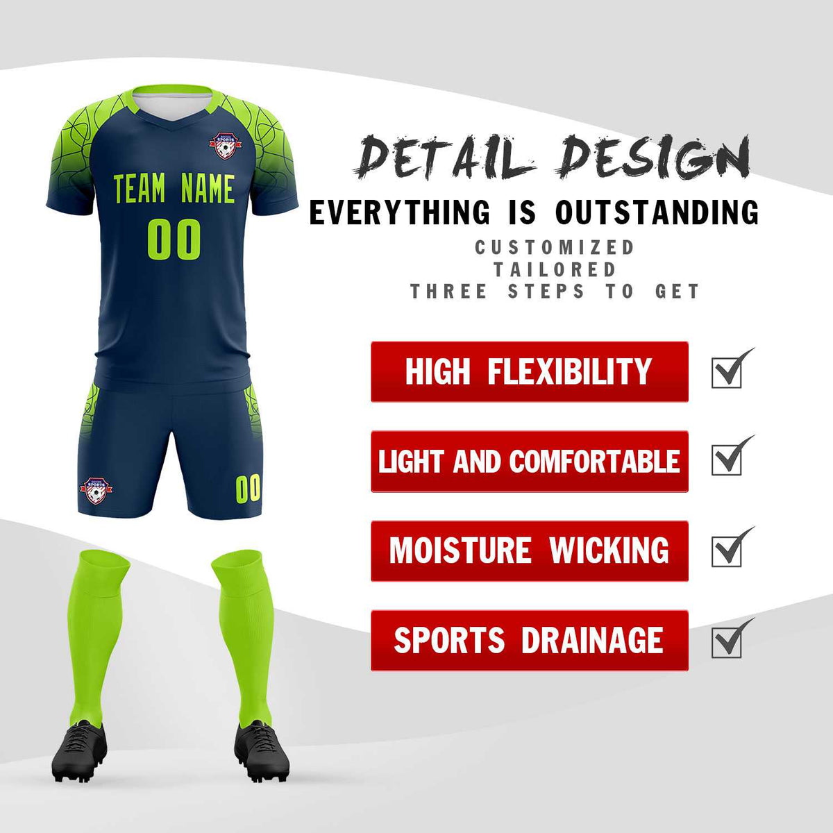 Custom Midnight Blue Classic Soccer Training Sets Jersey For Adults/Kids