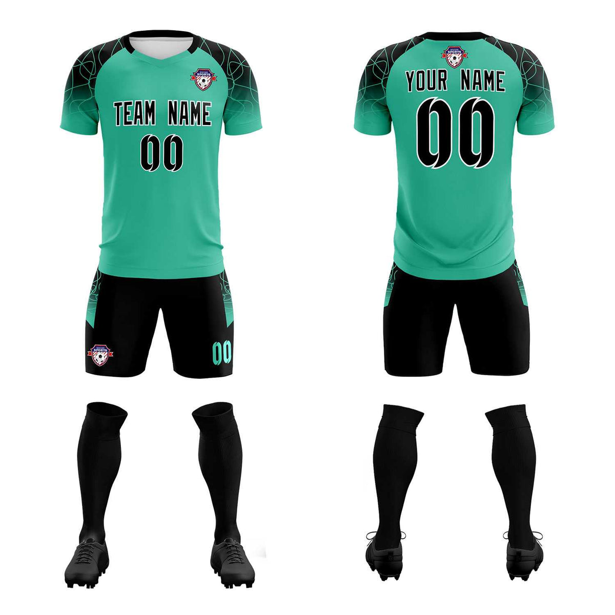 Custom Green Classic Soccer Training Sets Jersey For Adults/Kids