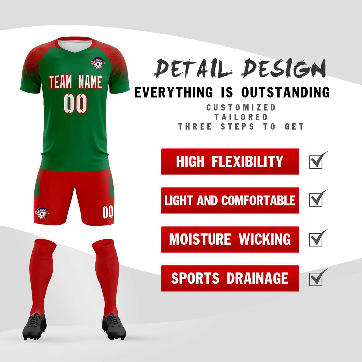 Custom Kelly Green Classic Soccer Training Sets Jersey For Adults/Kids