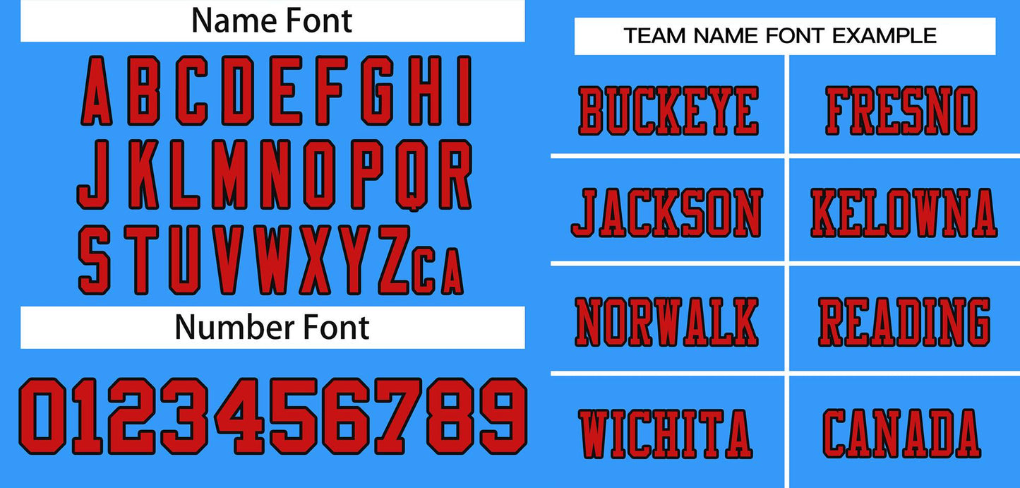 Custom Powder Blue Red-Black Classic Style Mesh Authentic Football Jersey