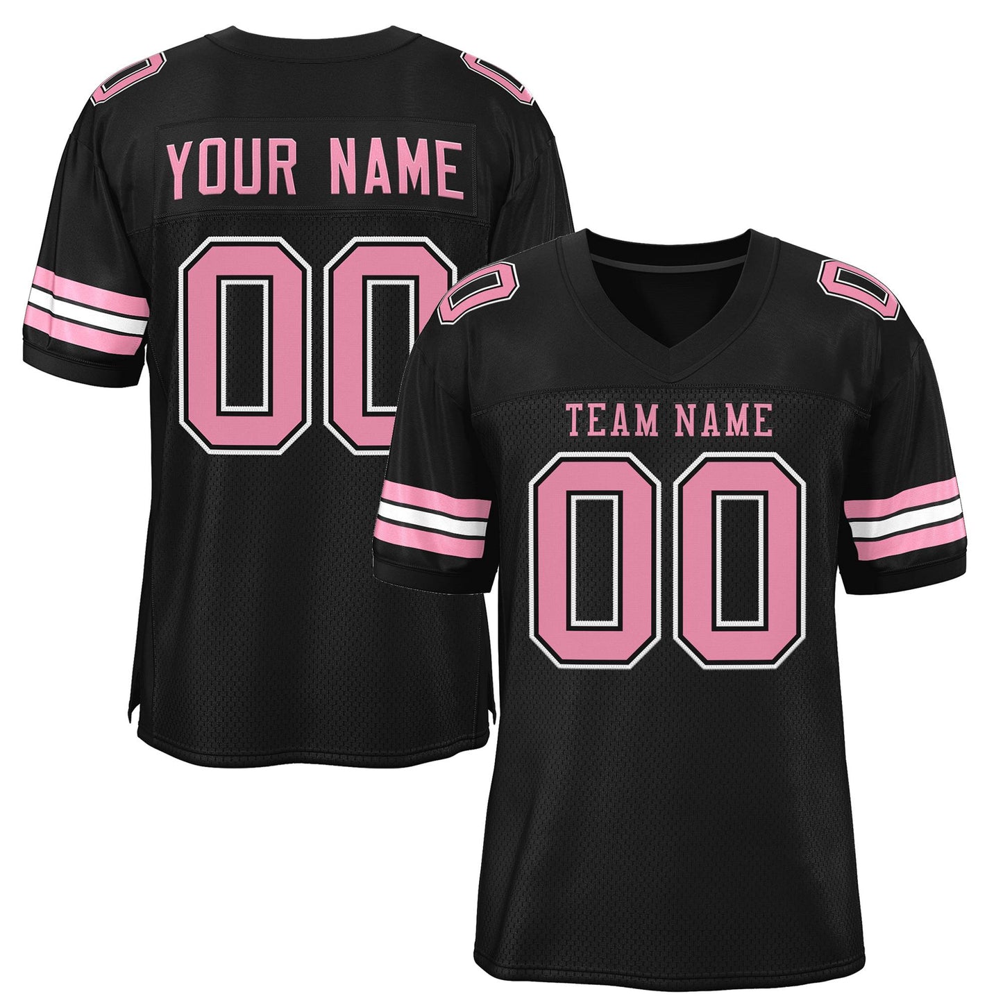Custom Black Pink-White Classic Style Mesh Authentic Football Jersey