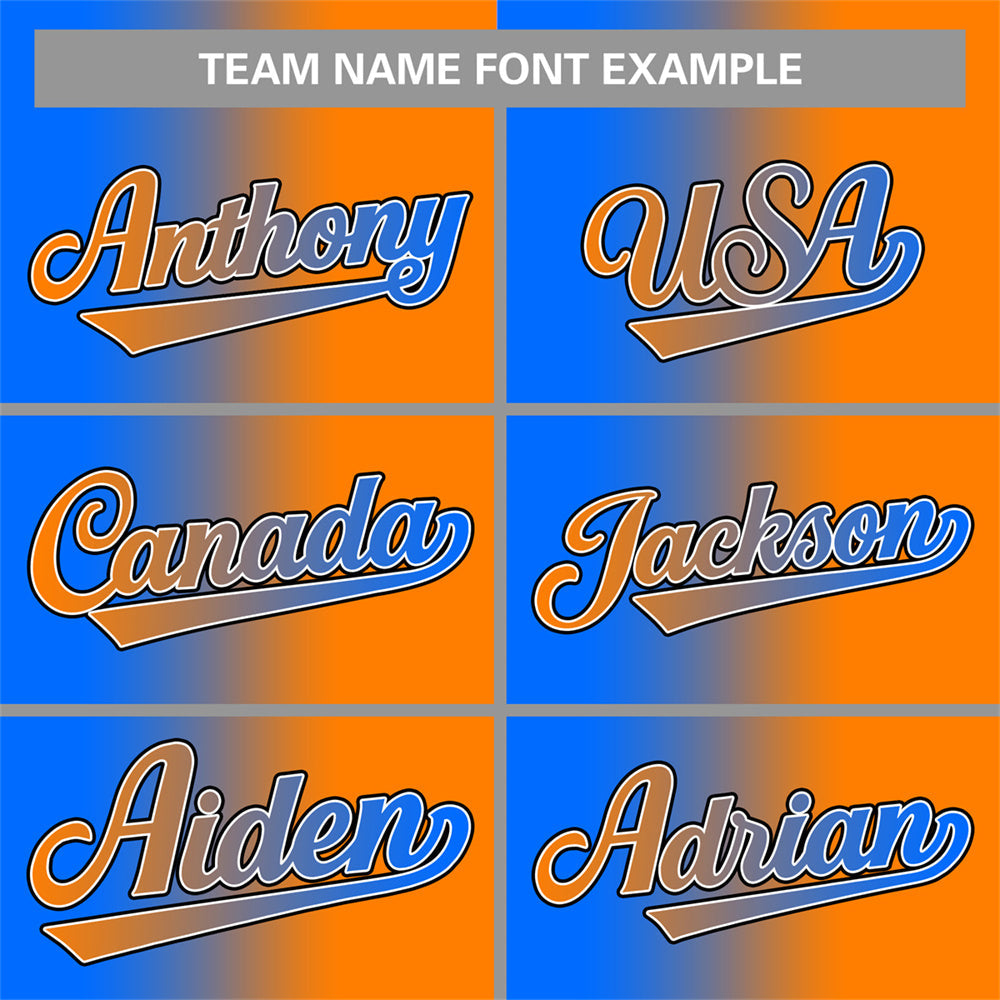 Custom Orange Powder Blue-Black Gradient Fashion Authentic Baseball Jersey