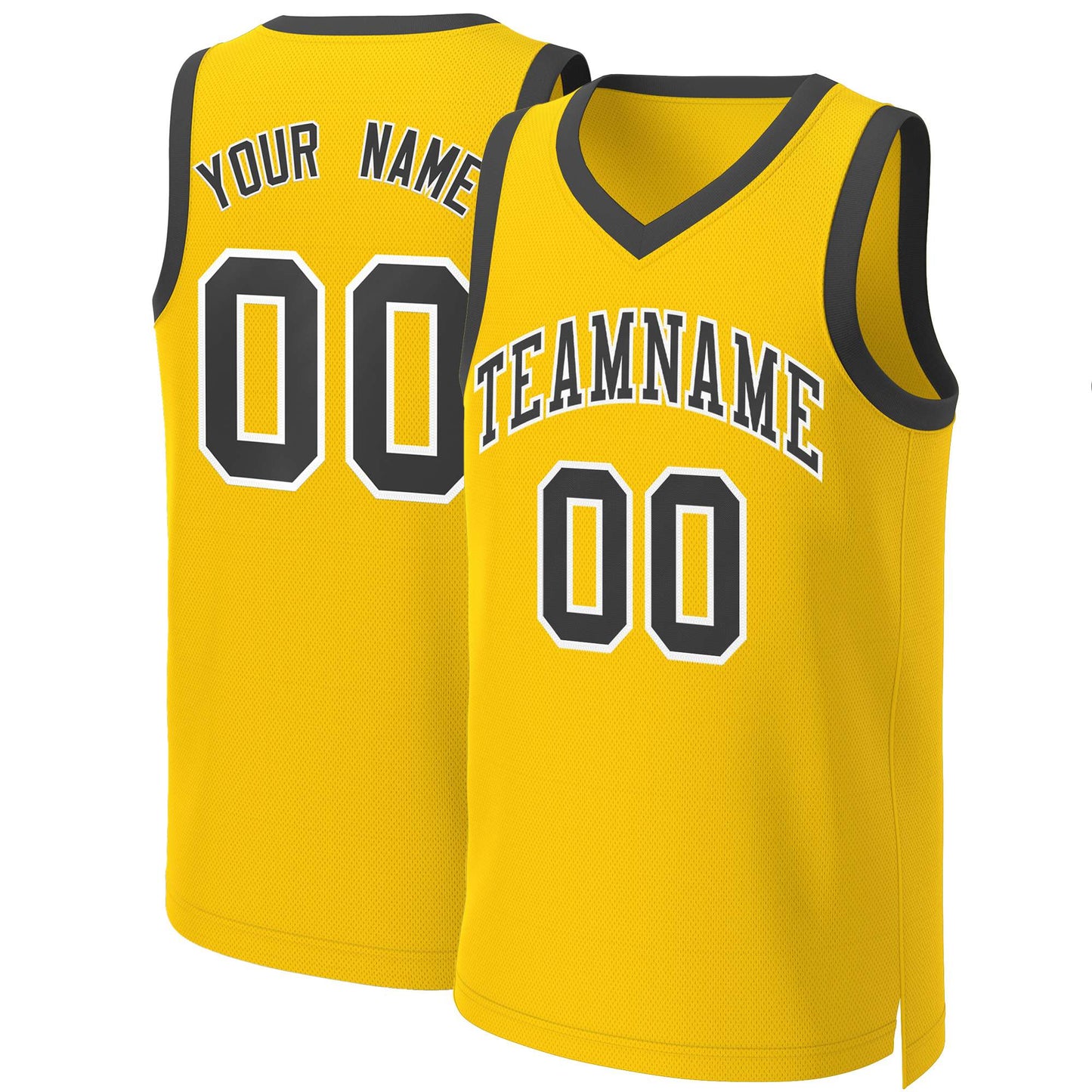 Custom Yellow Black-White Classic Tops Basketball Jersey