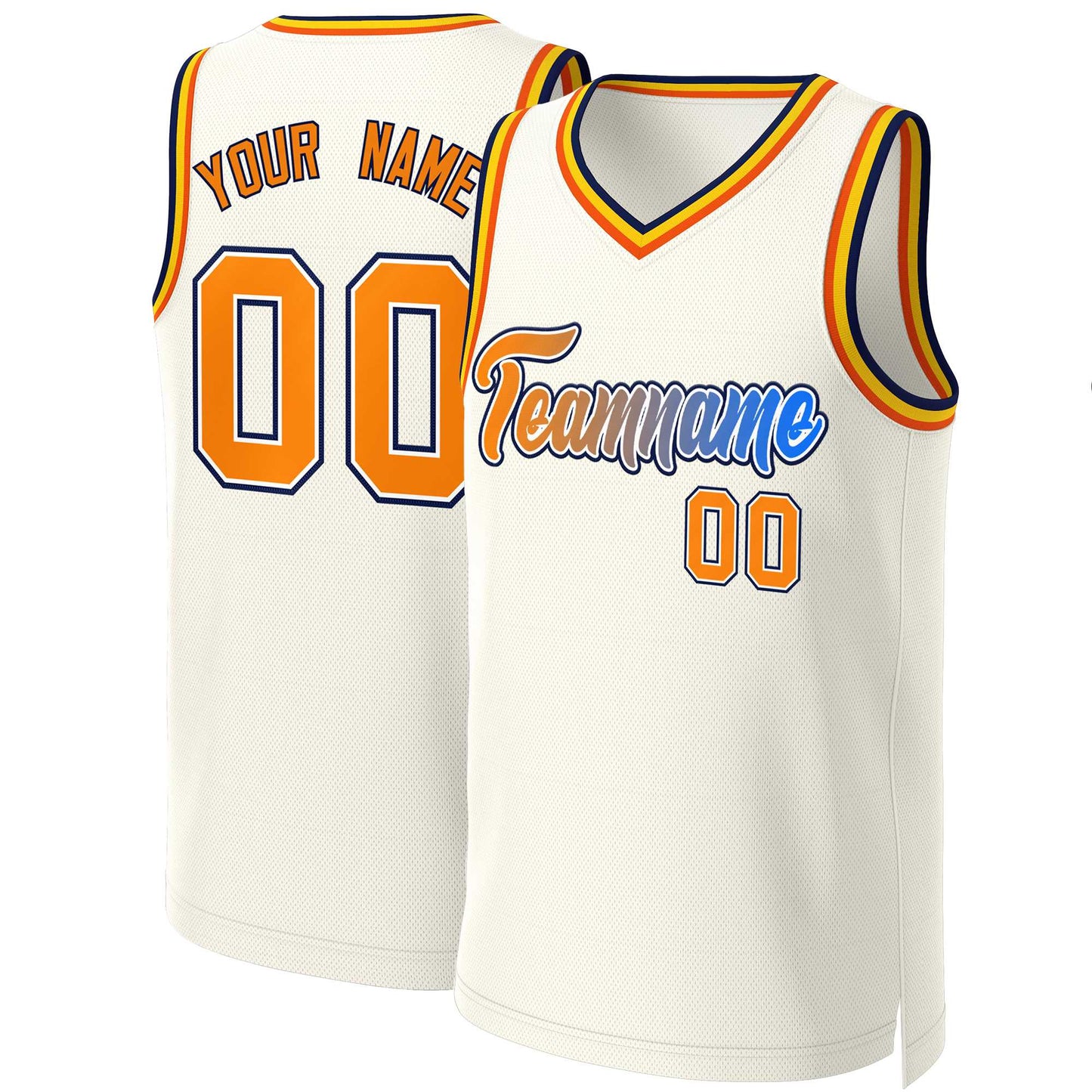 Custom Khaki Orange-White Classic Gradient Fashion Tops Basketball Jersey