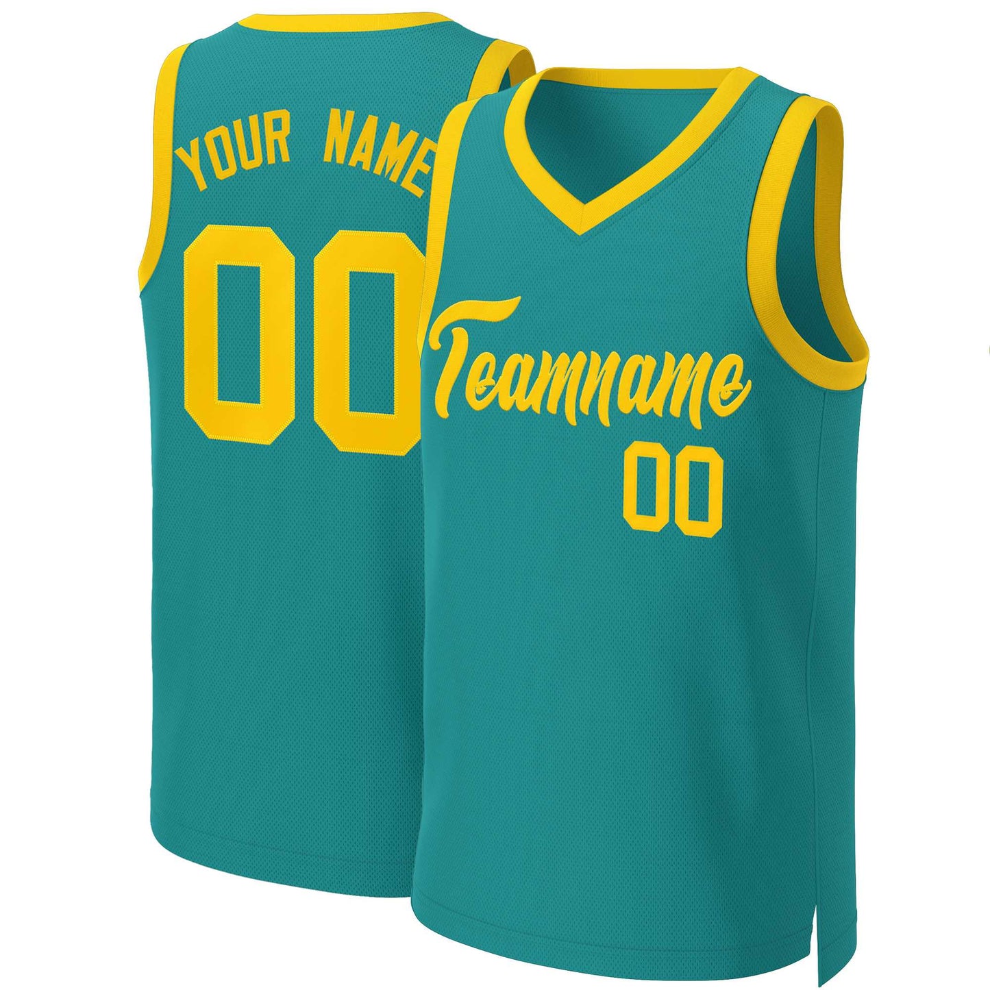 Custom Teal Yellow Classic Tops Basketball Jersey