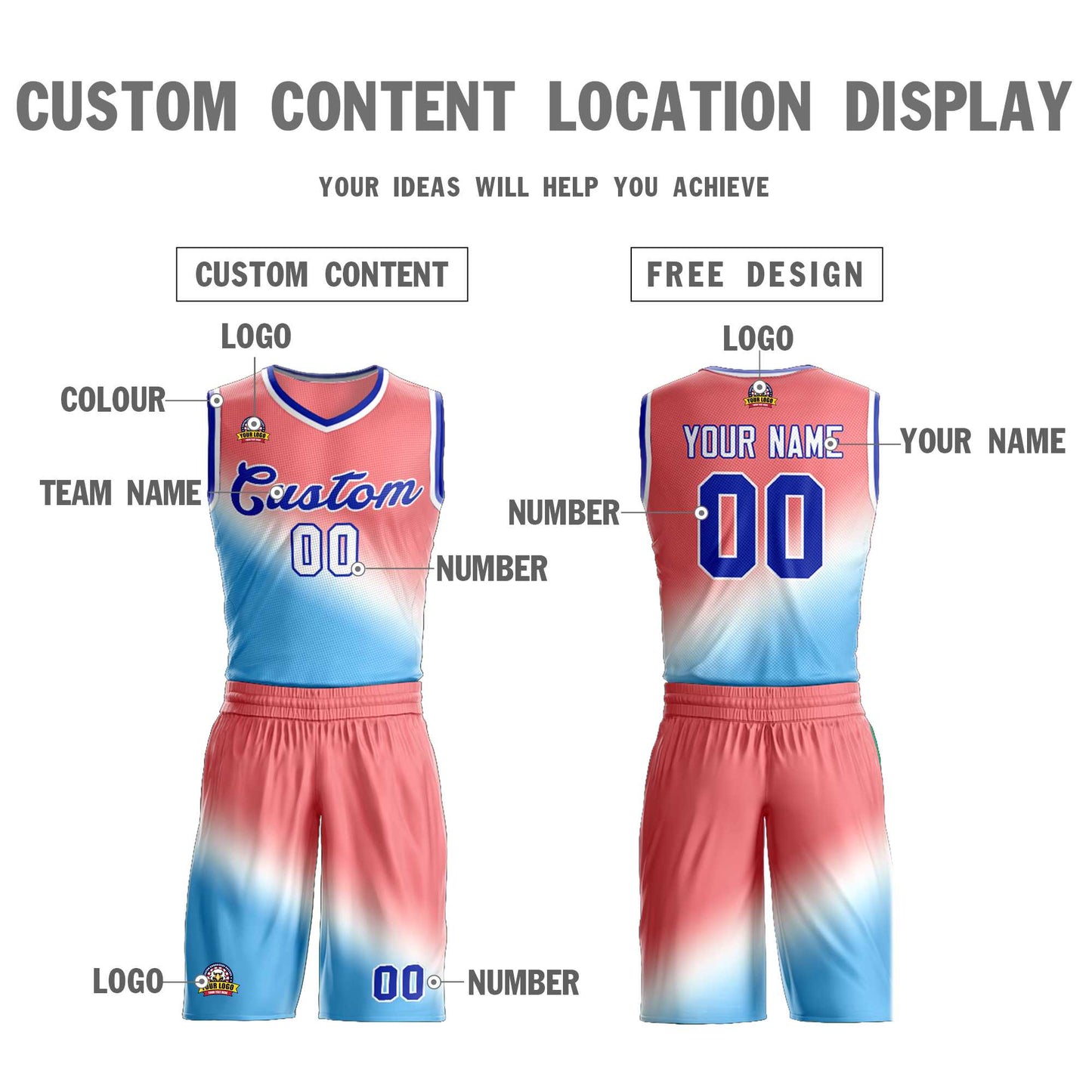 Custom Red Blue-Royal Gradient Fashion Sets Slash Basketball Jersey