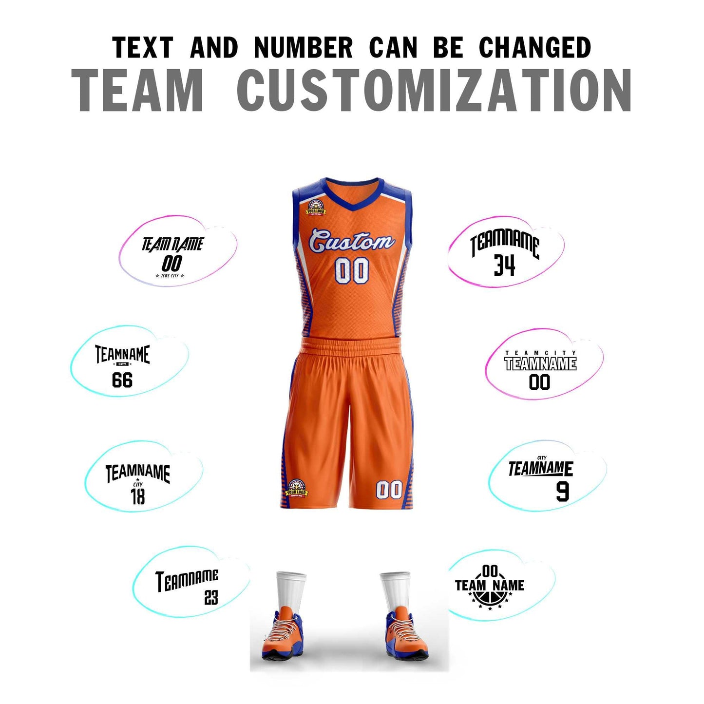 Custom Orange White-Royal Classic Sets Mesh Basketball Jersey
