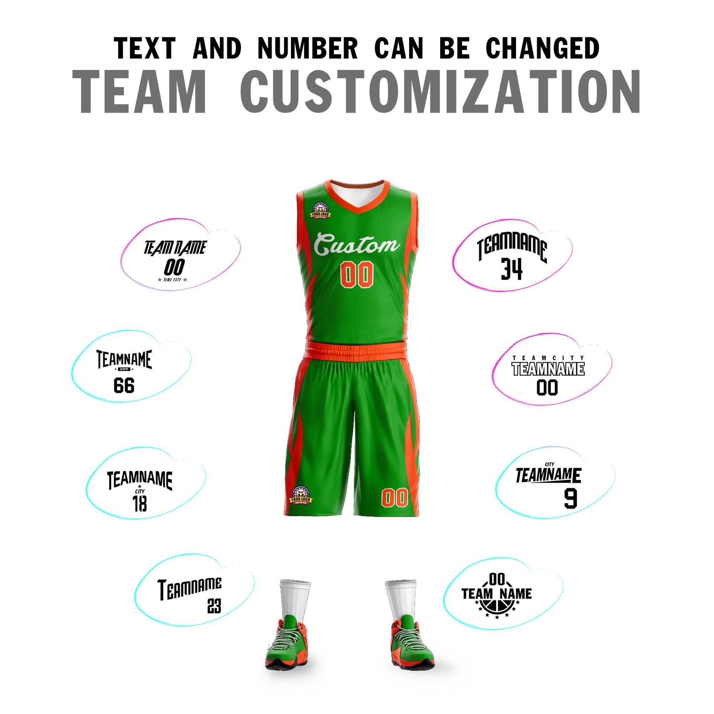 Custom Green Green Classic Sets Mesh Basketball Jersey