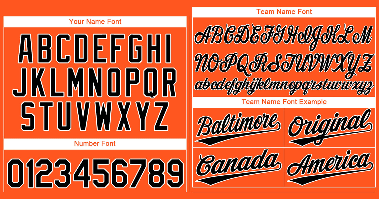 Custom Orange Black-White Classic Style Authentic Baseball Jersey