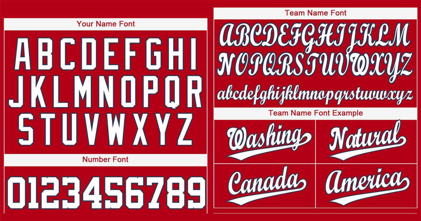 Custom Red White-Navy Classic Style Authentic Baseball Jersey
