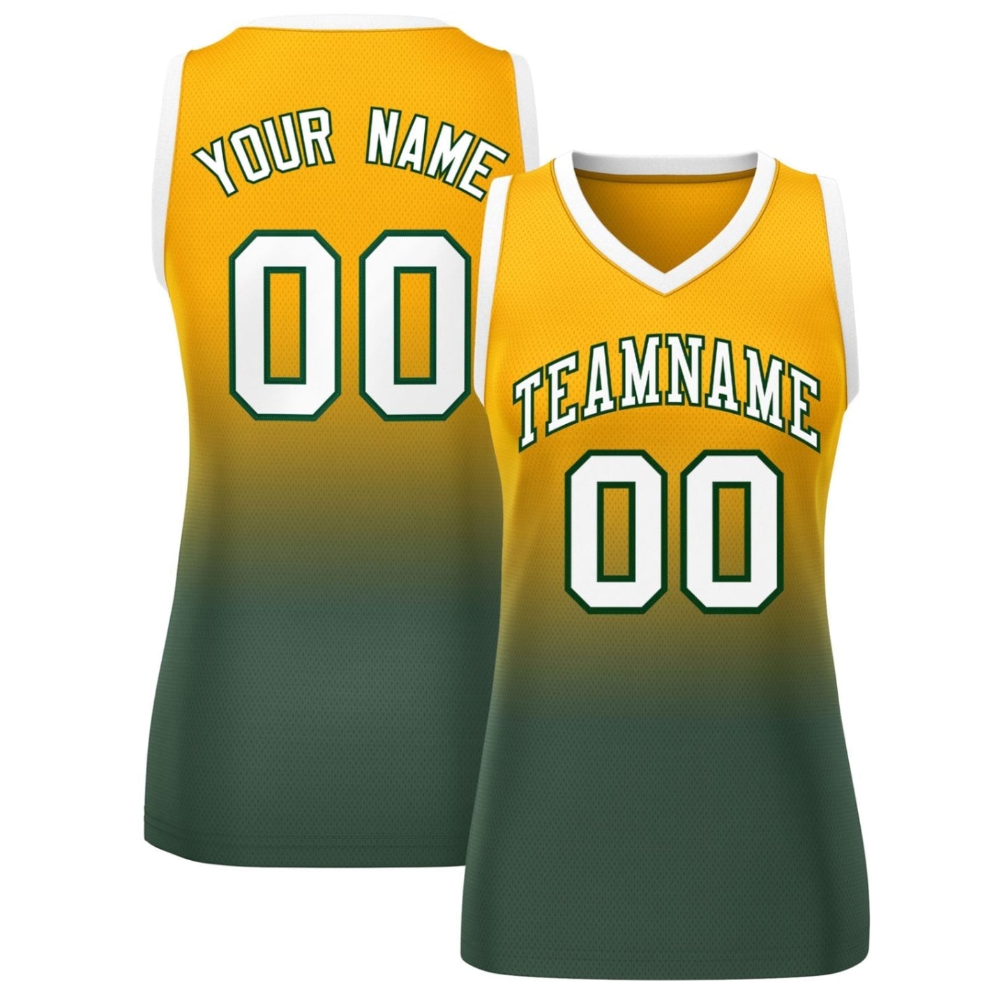 Custom Yellow Midnight Green Gradient Fashion Tops Mesh Netball Dress For Women