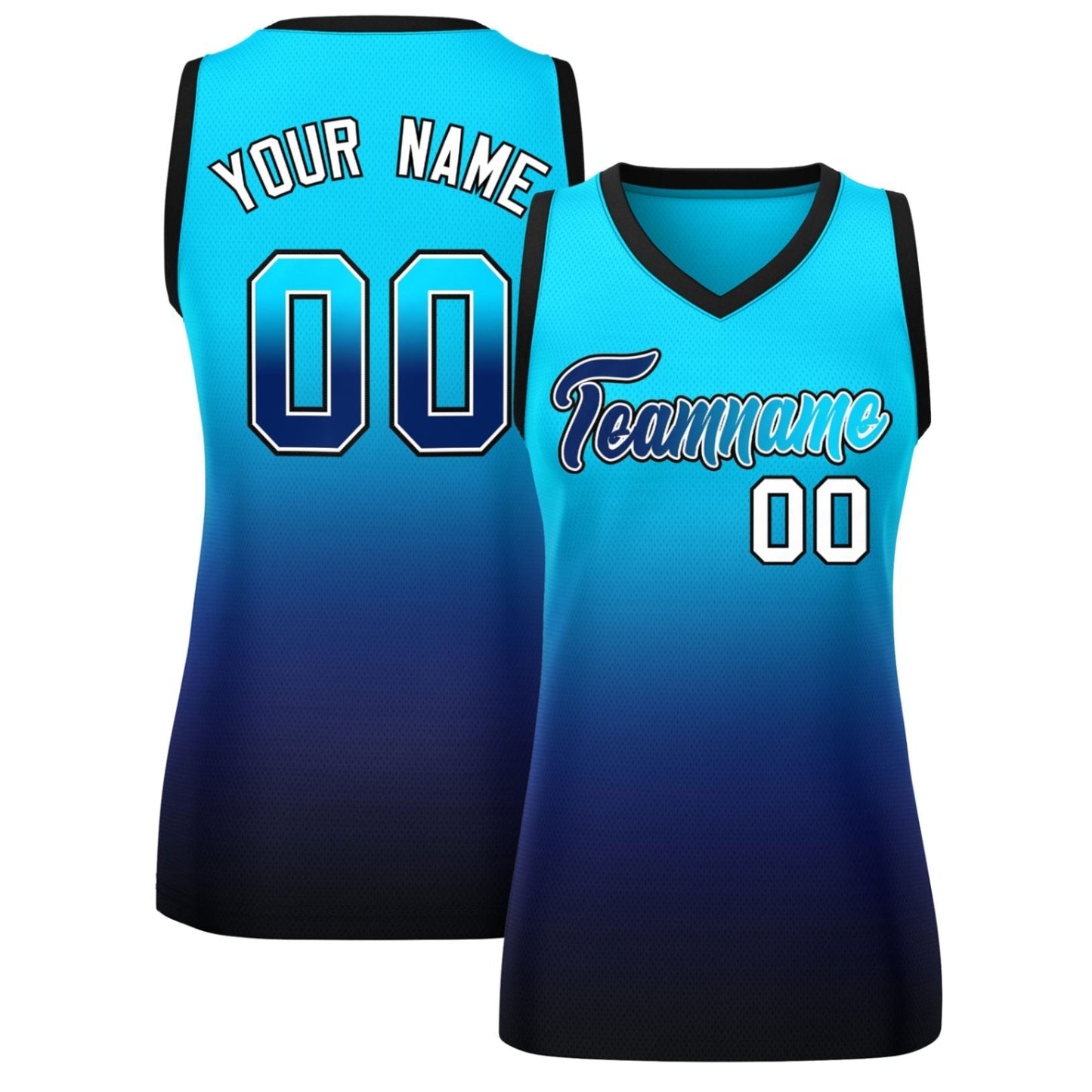 Custom Powder Blue Navy Gradient Fashion Tops Mesh Netball Dress For Women